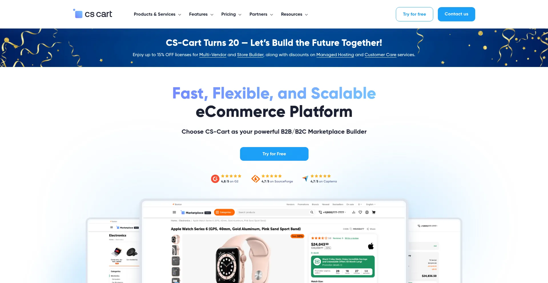 Website screenshot of Cs-cart.com