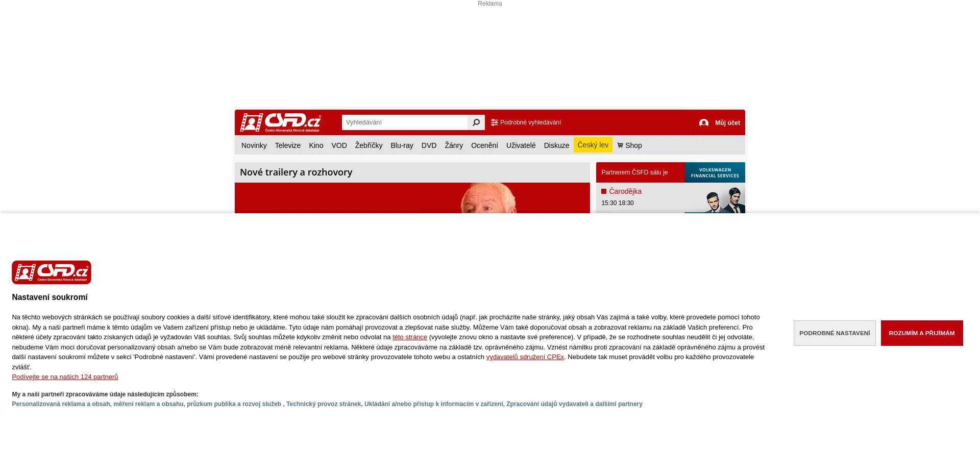 Website screenshot of Csfd.cz