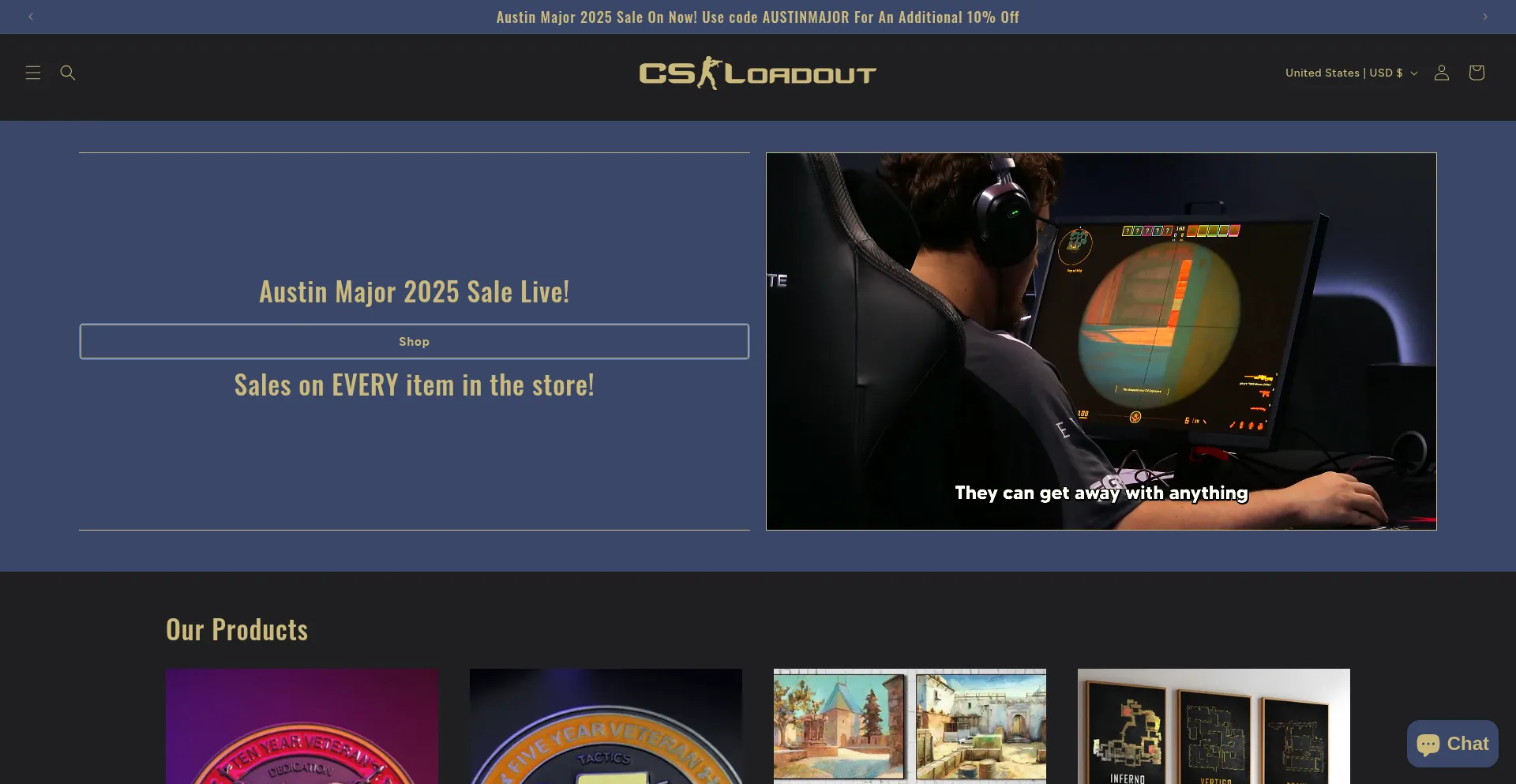 Website screenshot of Csloadout.shop