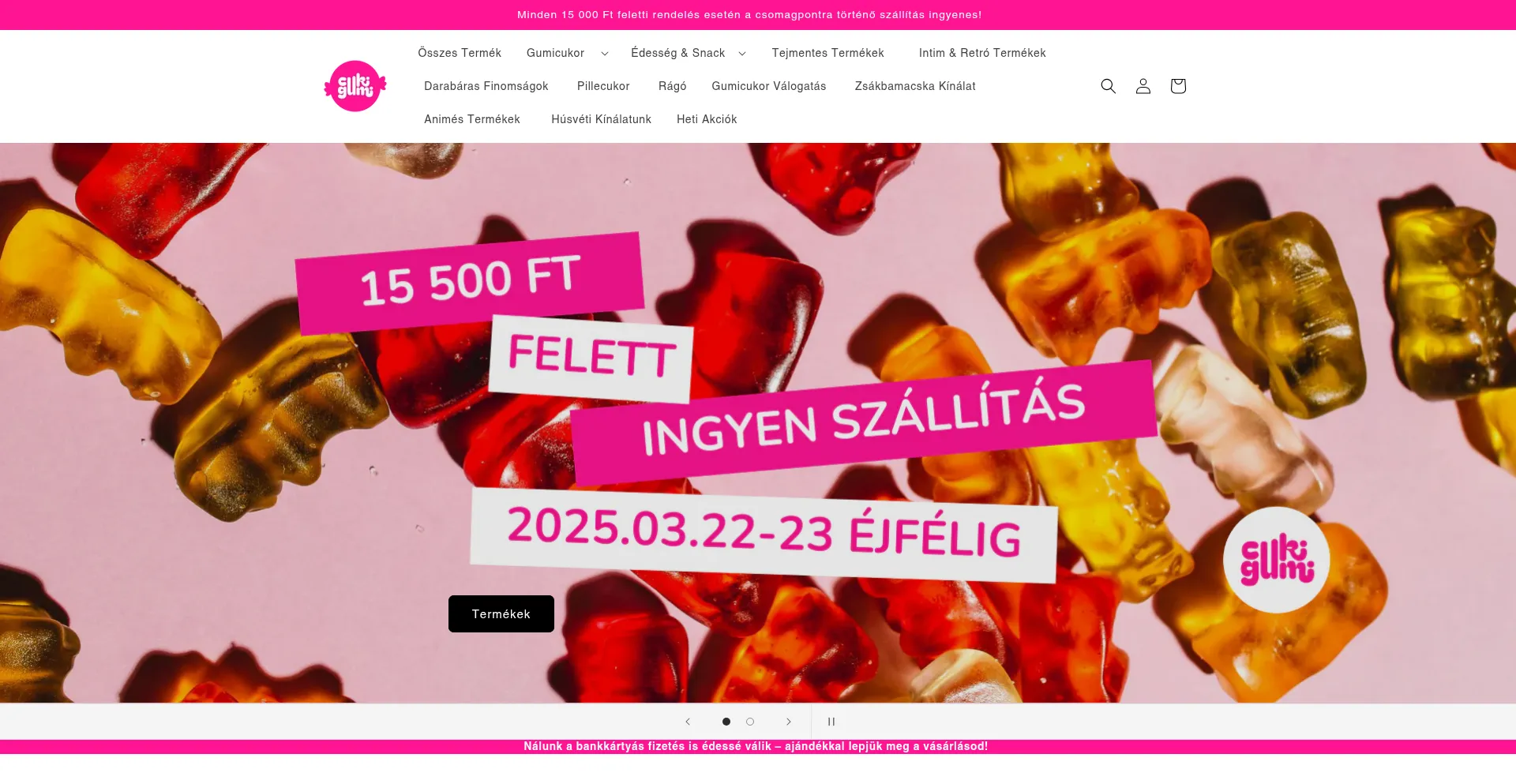 Website screenshot of Cukigumi.hu