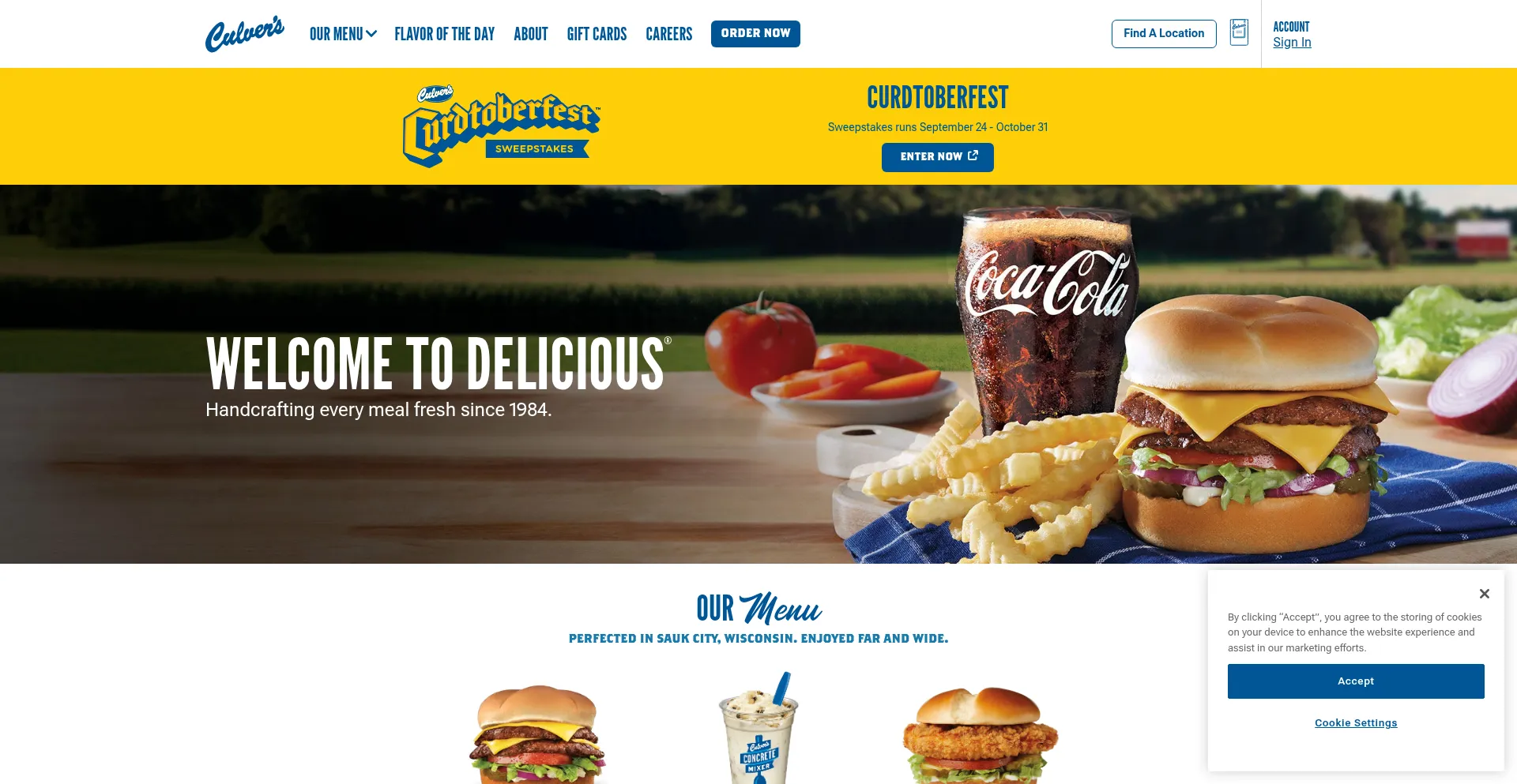 Culvers.com Screenshot