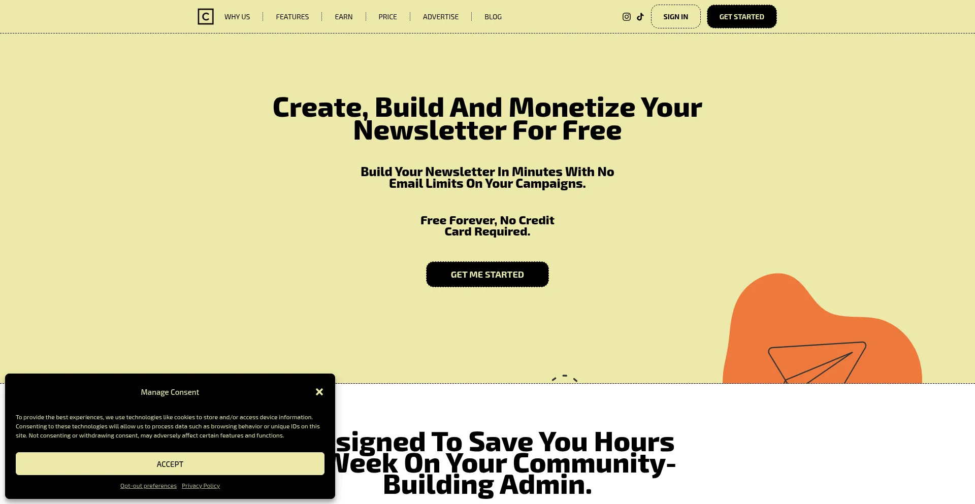 Website screenshot of Curatedletters.com