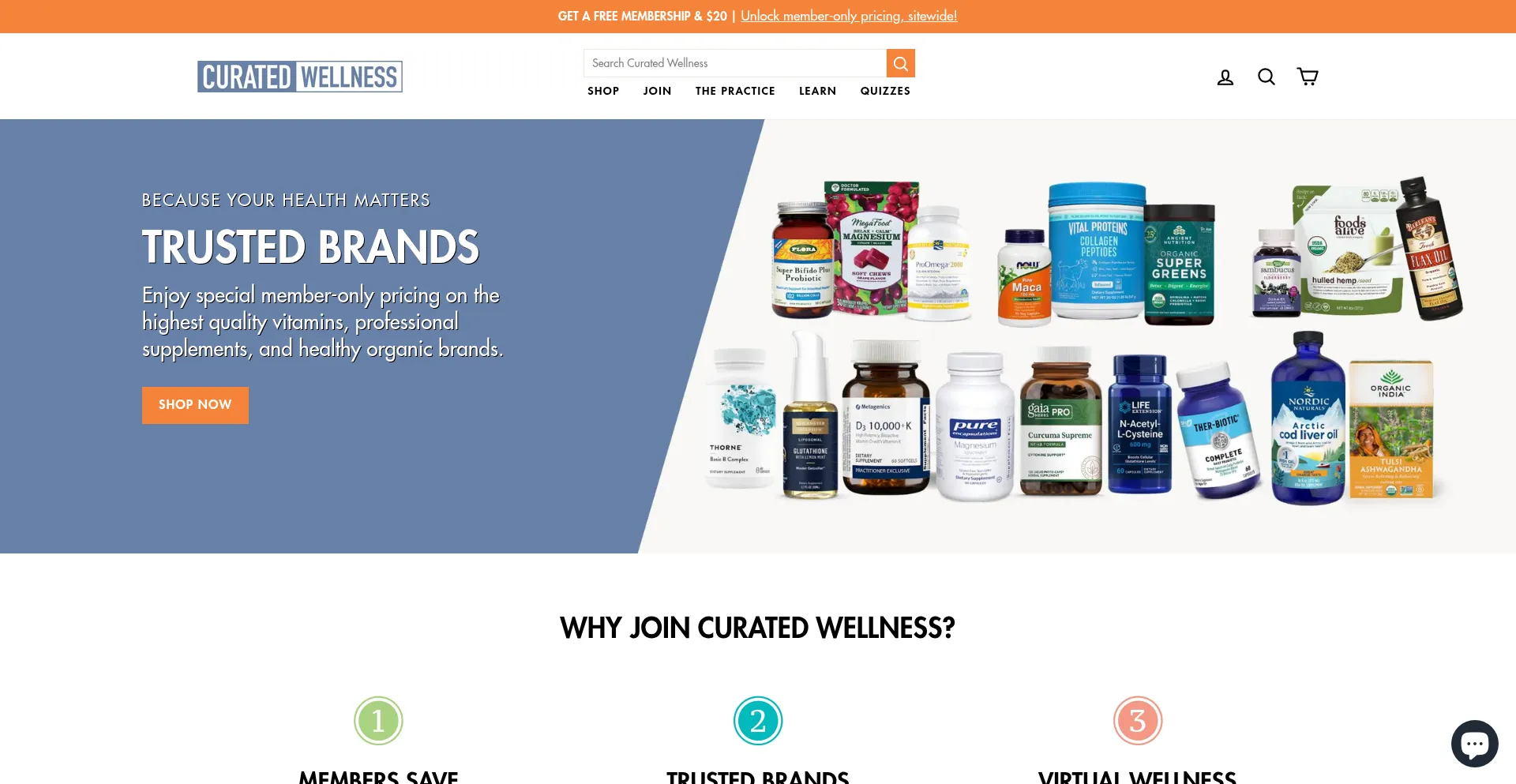 Website screenshot of Curatedwellness.com