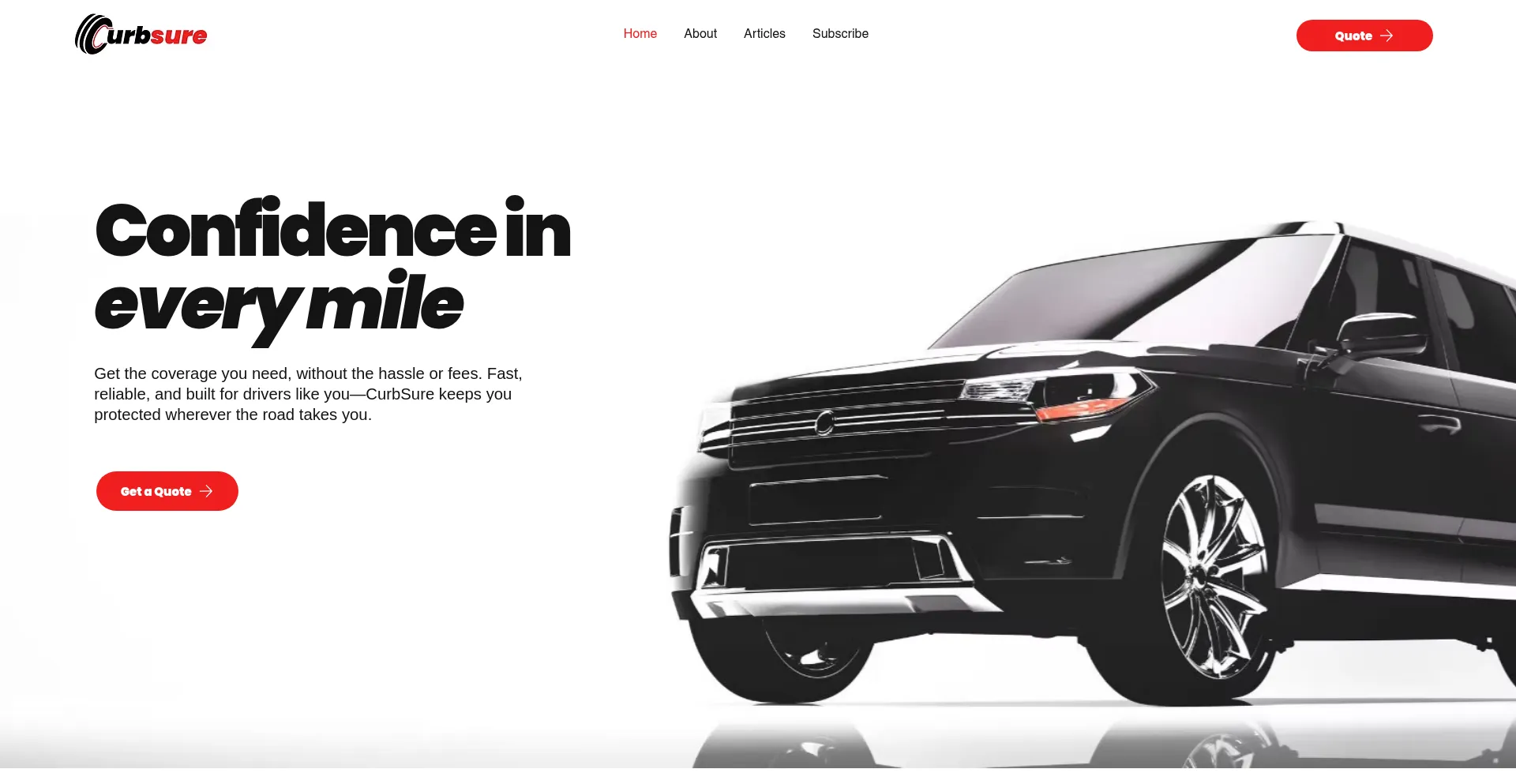 Website screenshot of Curbsure.com