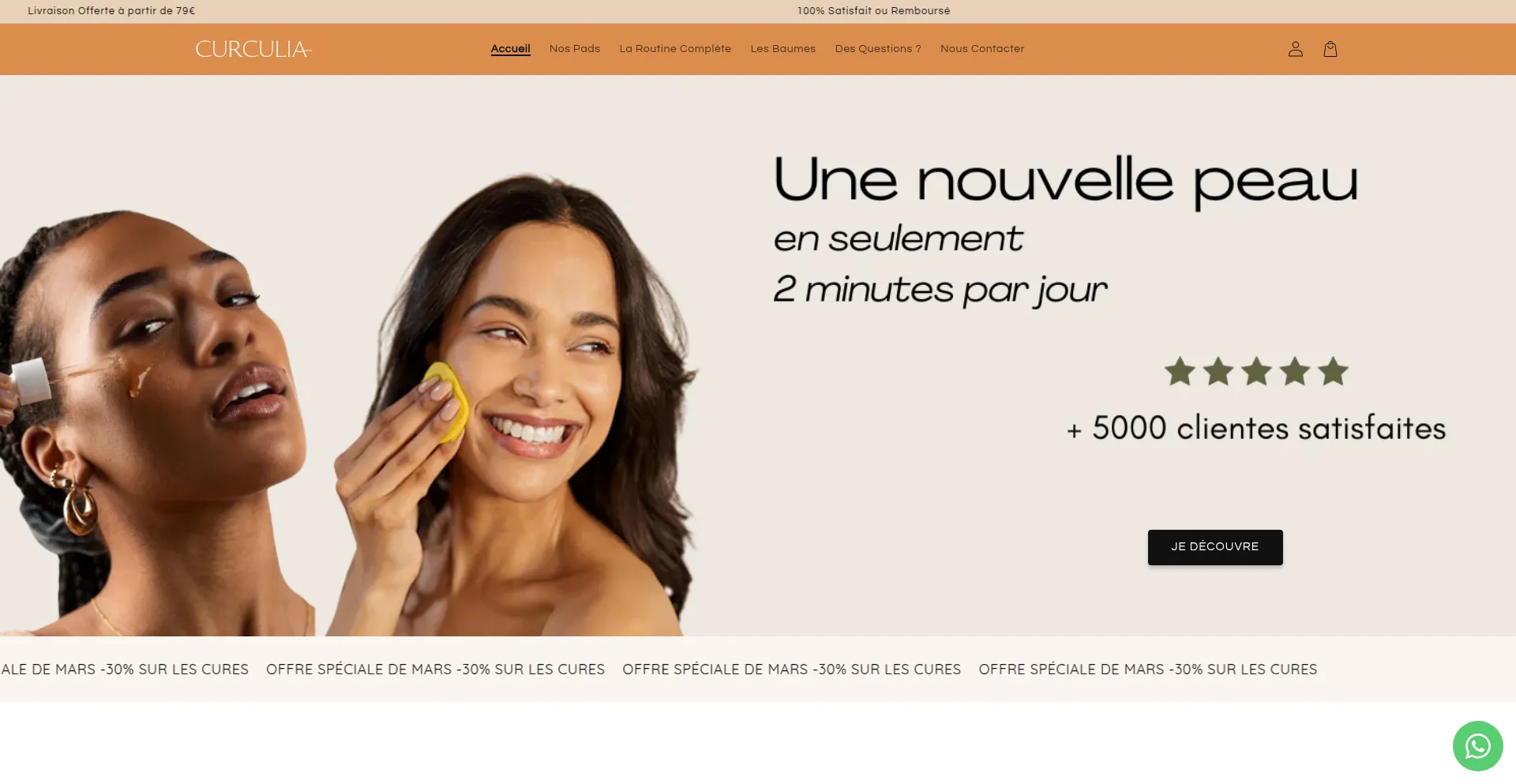 Website screenshot of Curculia.fr