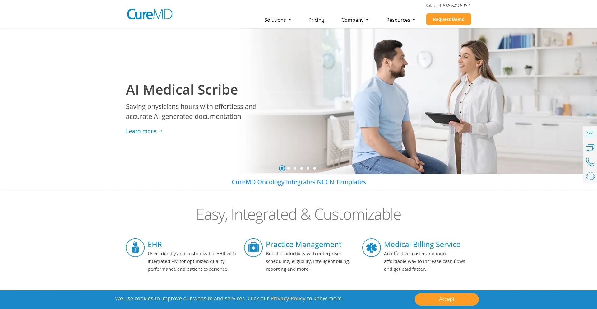 Website screenshot of Curemd.com