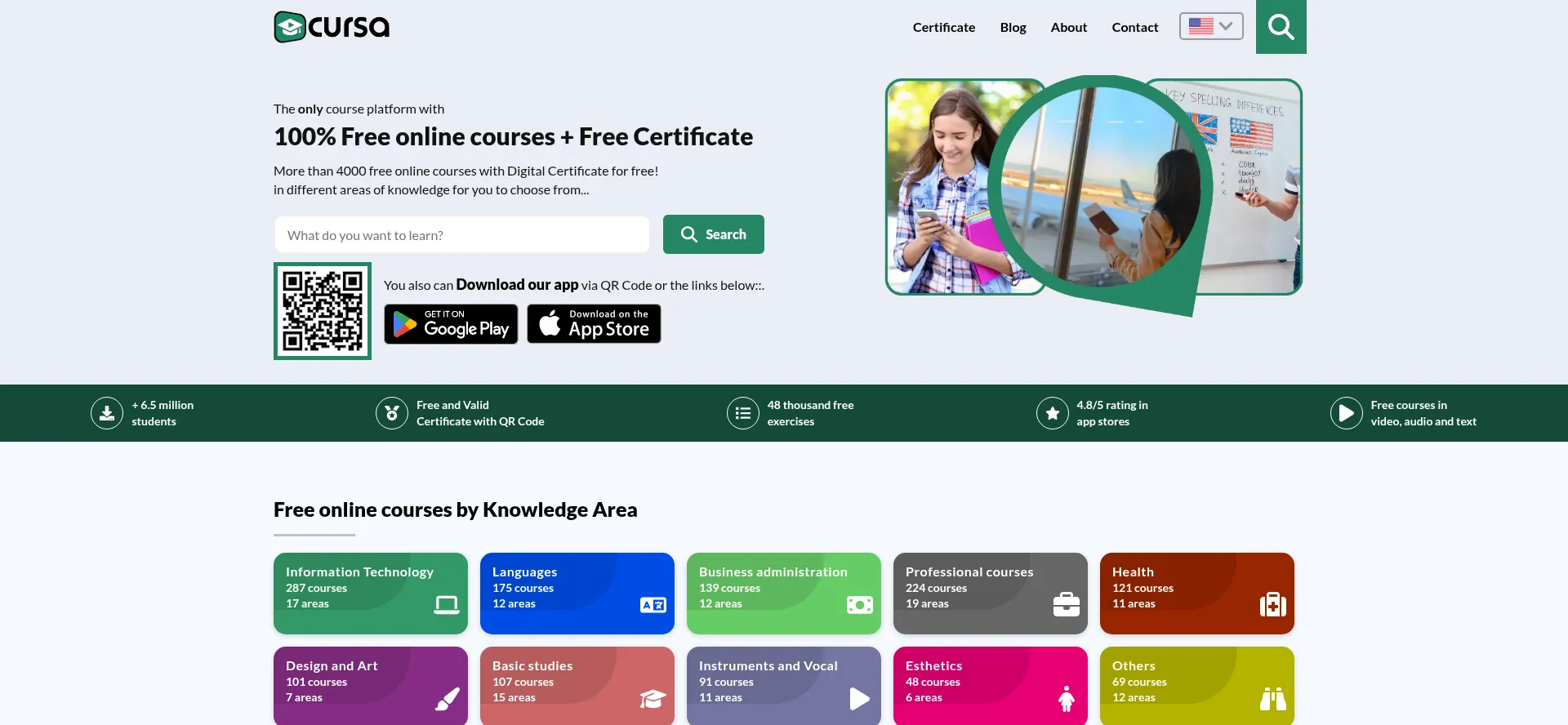 Website screenshot of Cursa.app