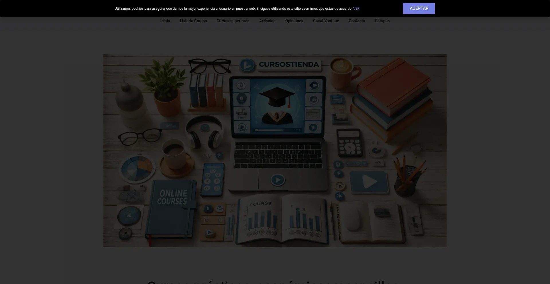 Website screenshot of Cursos.tienda