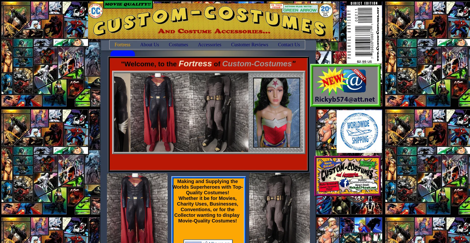 Website screenshot of Custom-costumes.net