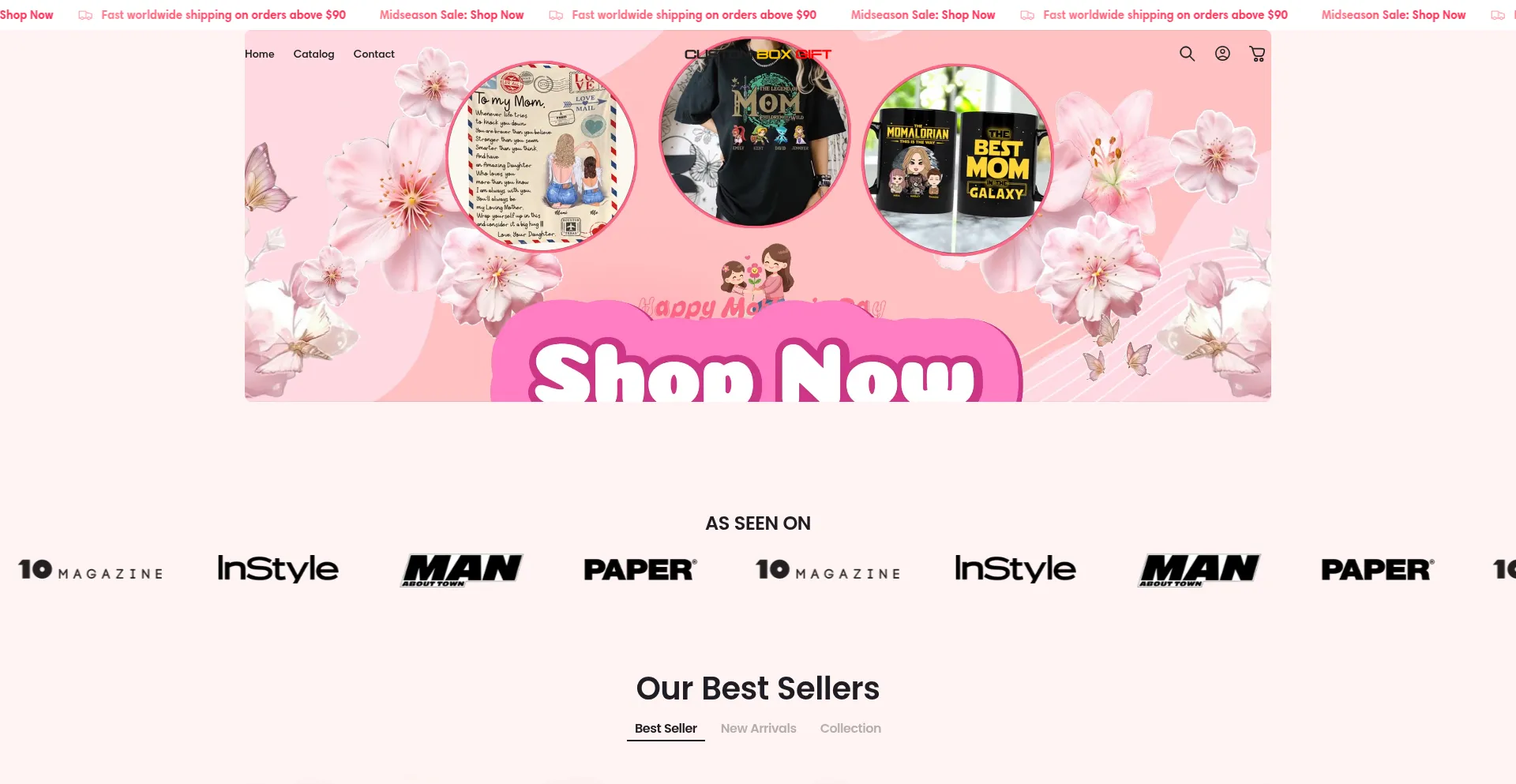 Website screenshot of Customboxgift.com