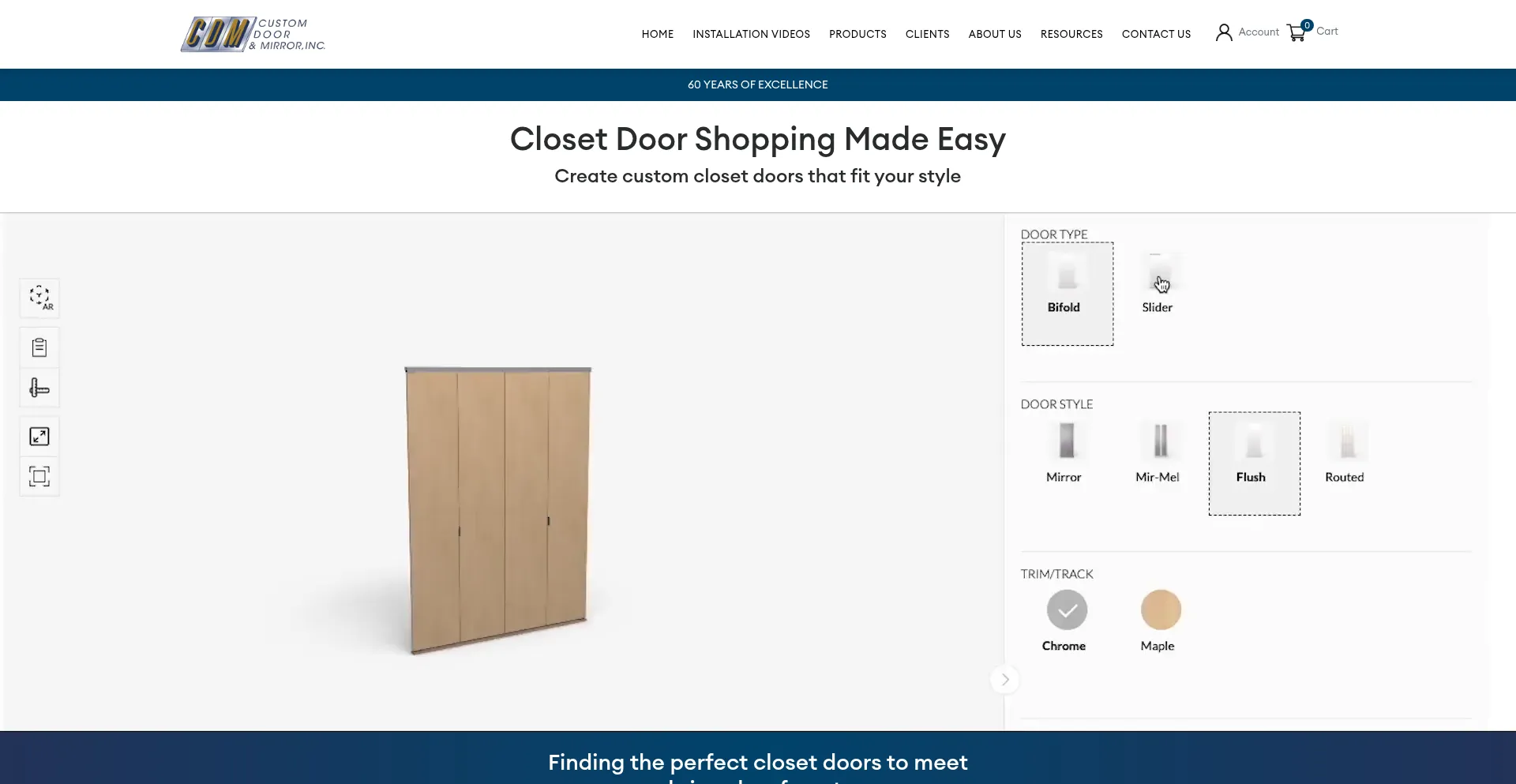Website screenshot of Customdoorandmirror.com