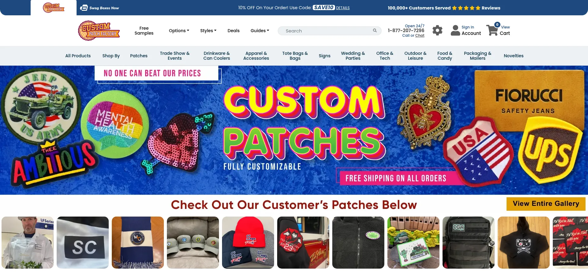 Website screenshot of Custompatchfactory.com