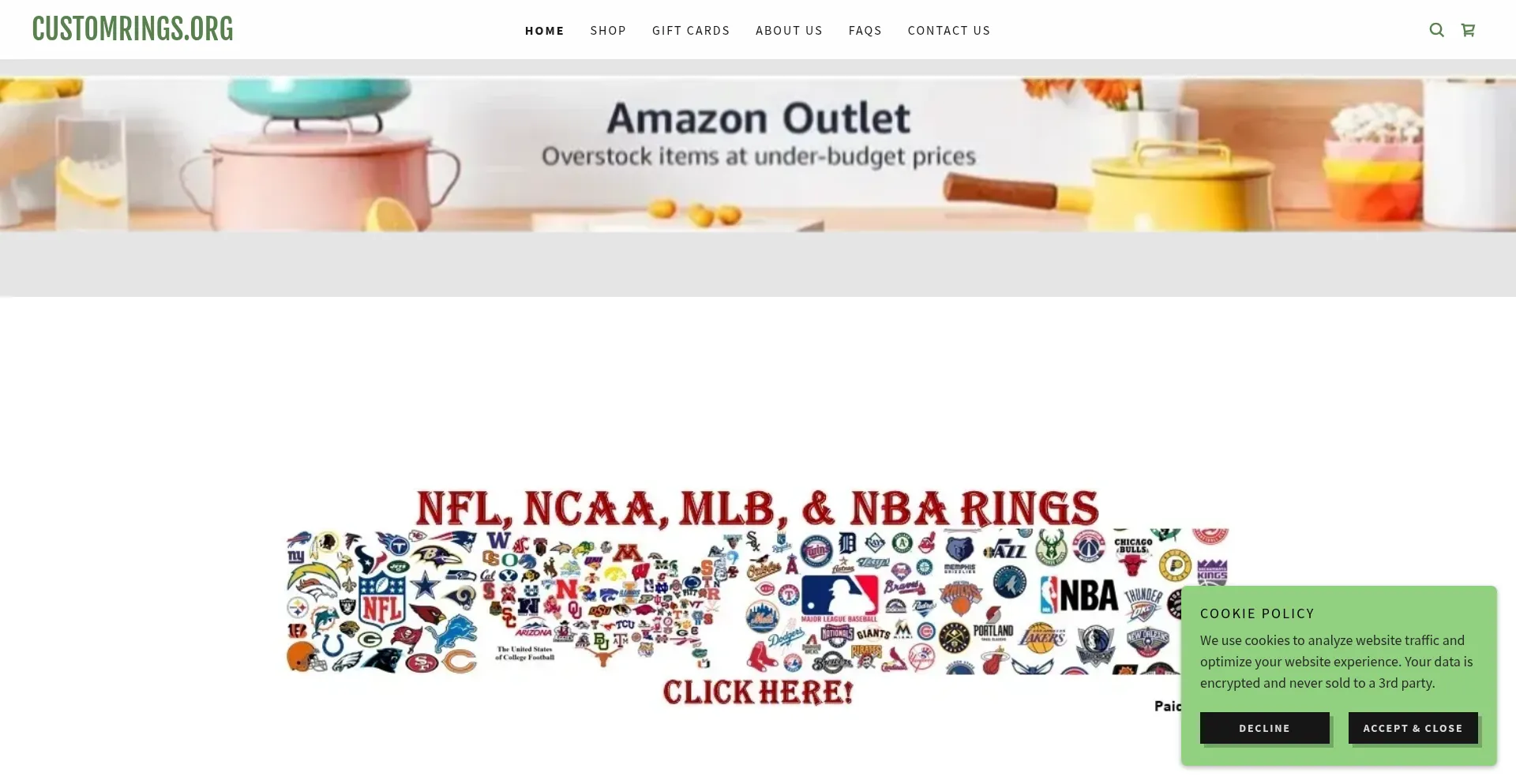 Website screenshot of Customrings.org
