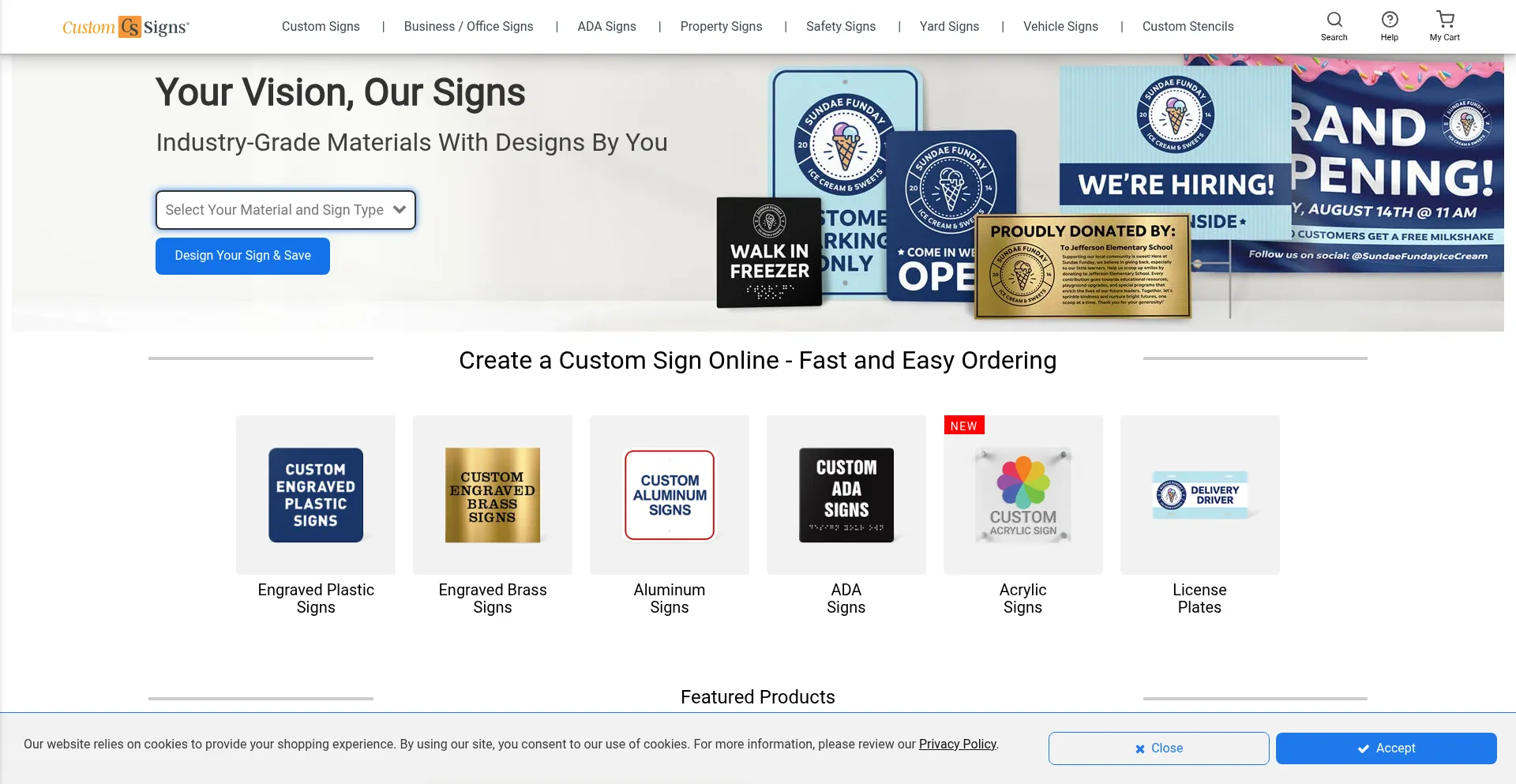 Website screenshot of Customsigns.com