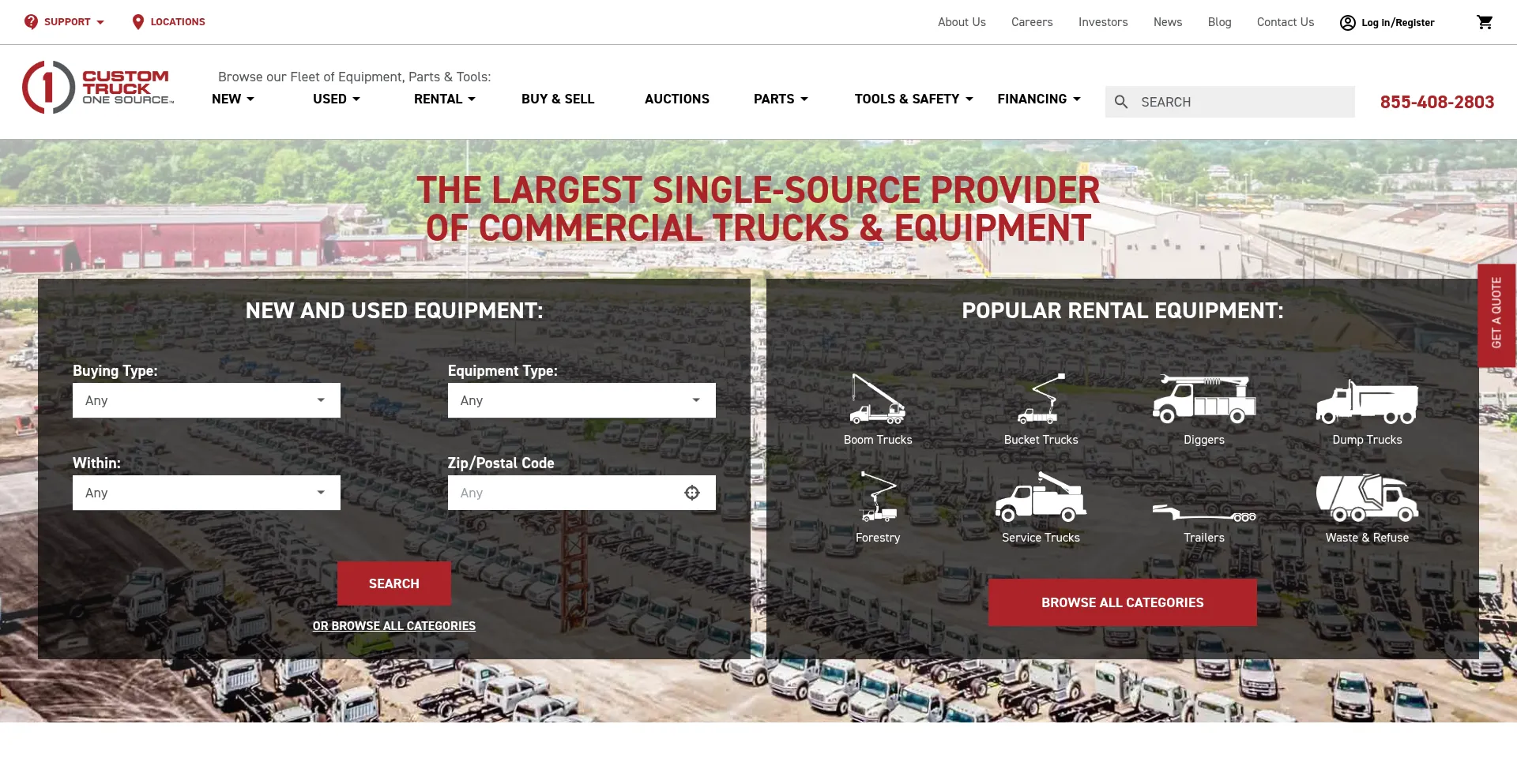 Website screenshot of Customtruck.com