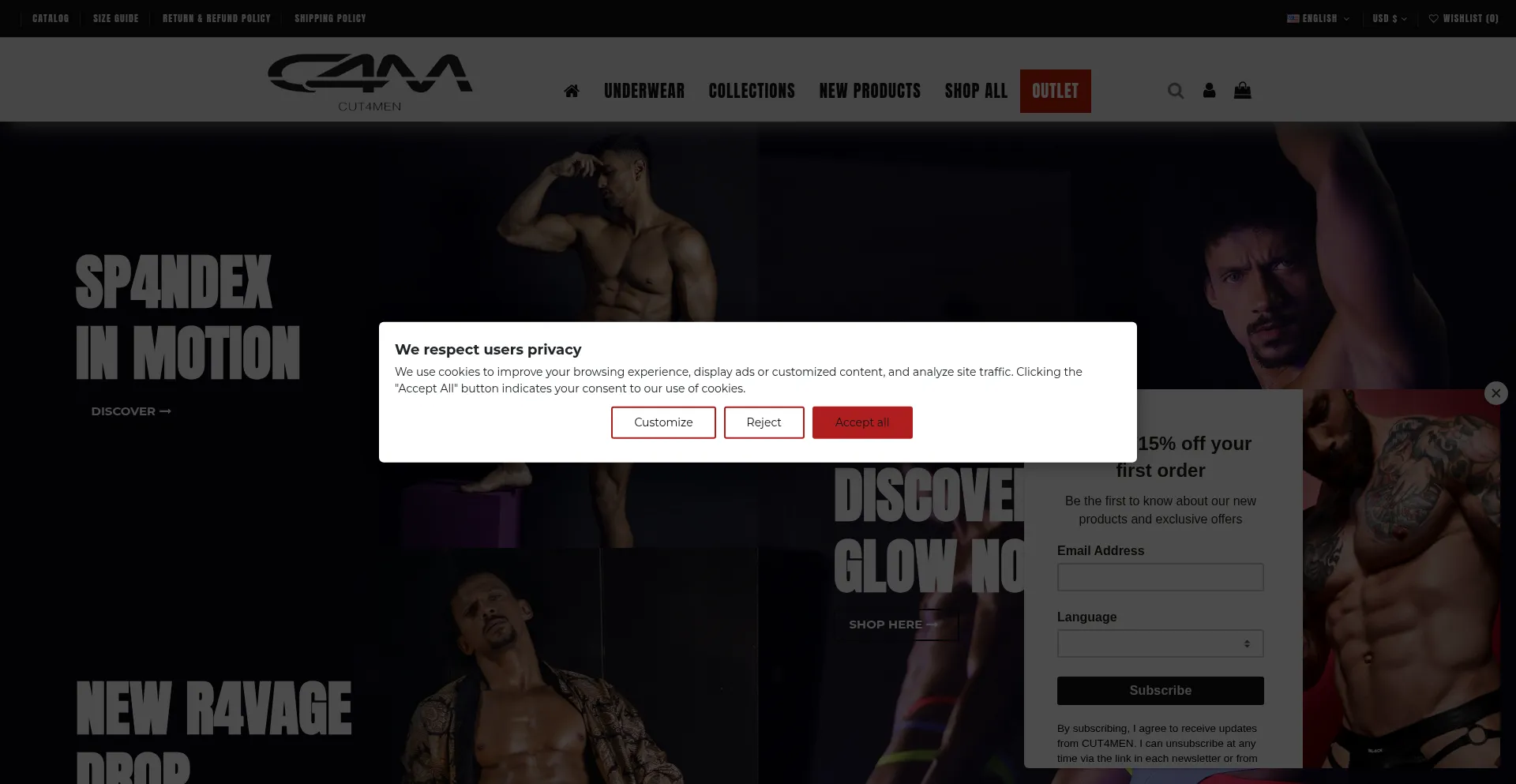 Website screenshot of Cut4men.com