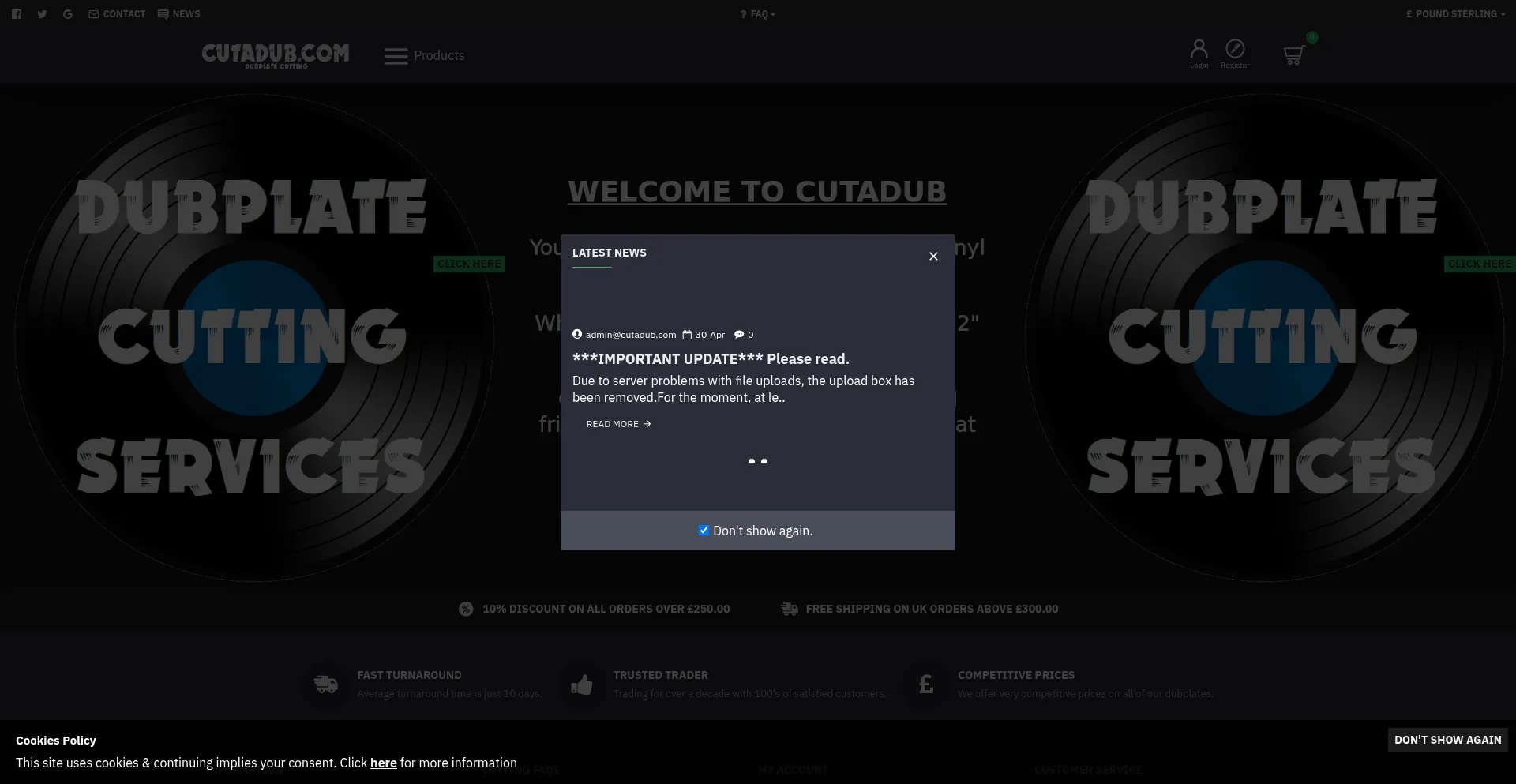 Website screenshot of Cutadub.com
