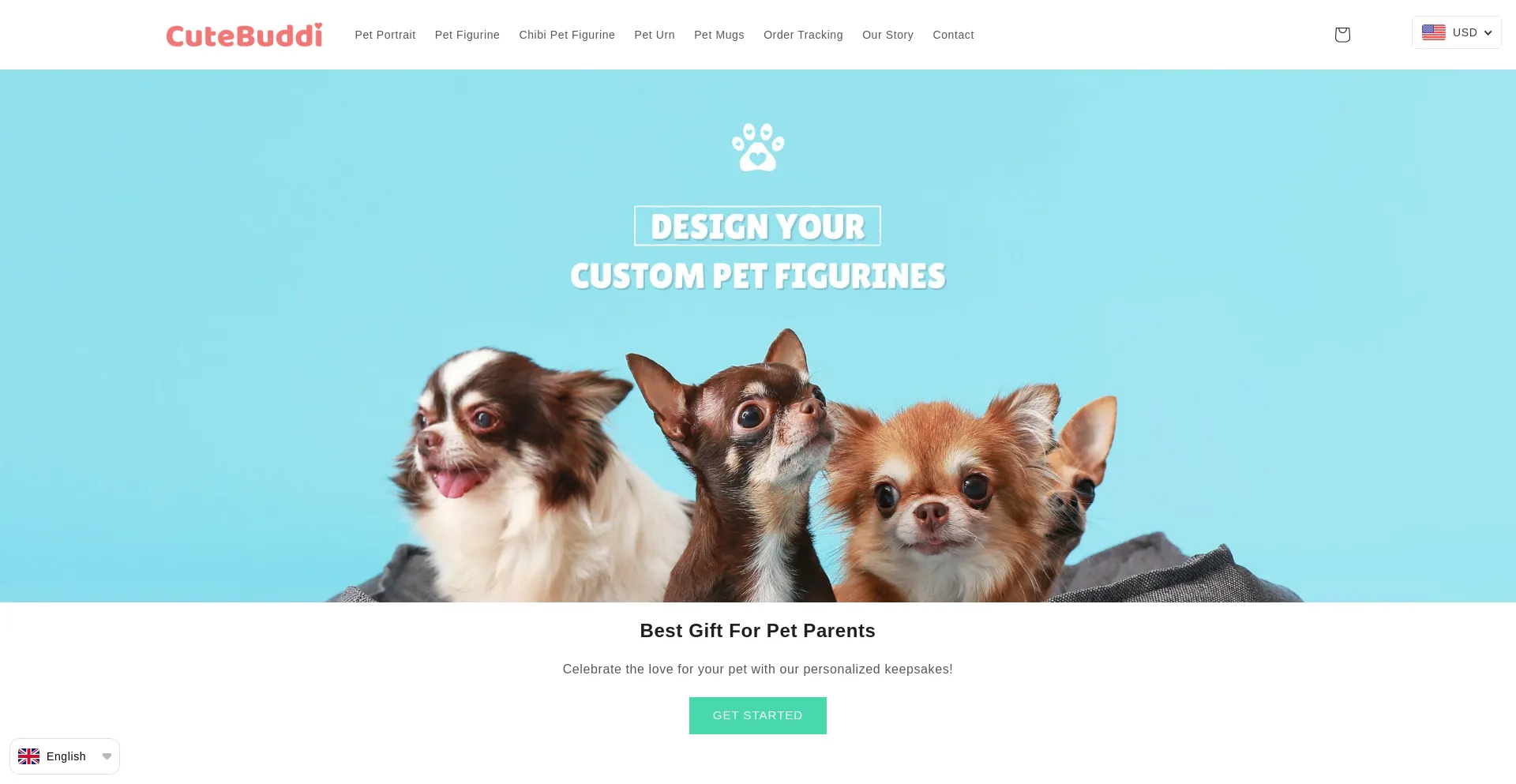 Website screenshot of Cutebuddi.com
