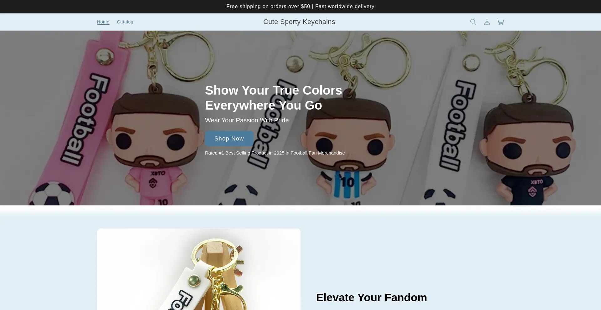 Website screenshot of Cutesportykeychains.com