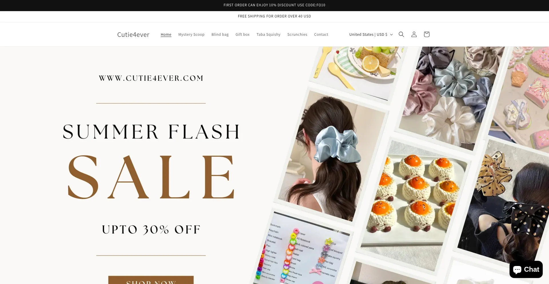 Website screenshot of Cutie4ever.com