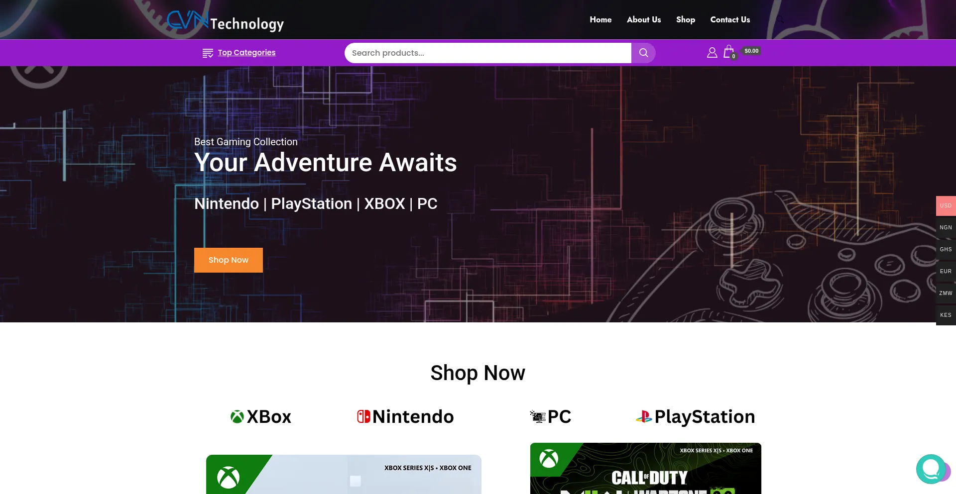 Website screenshot of Cvntechnology.com