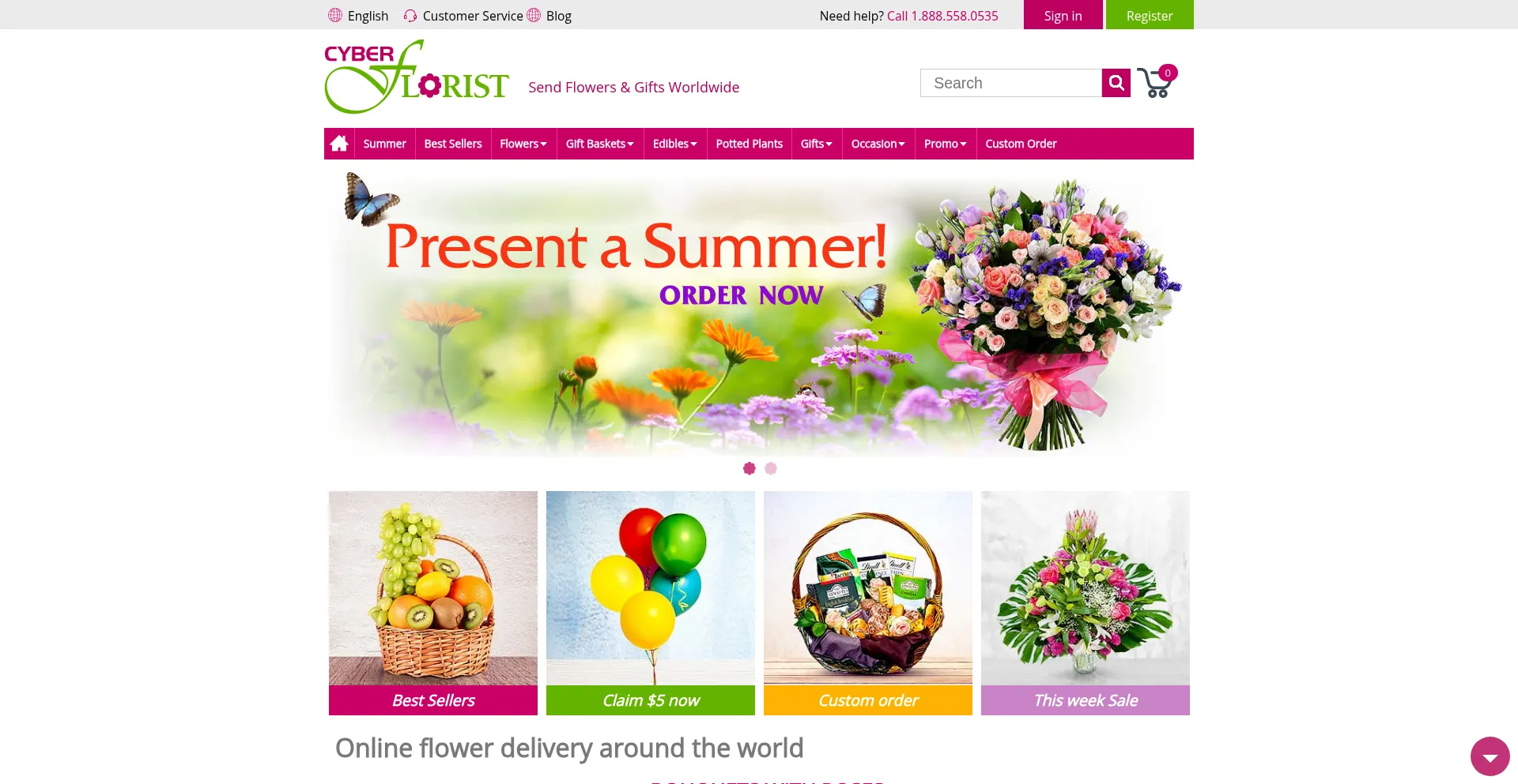 Website screenshot of Cyber-florist.com