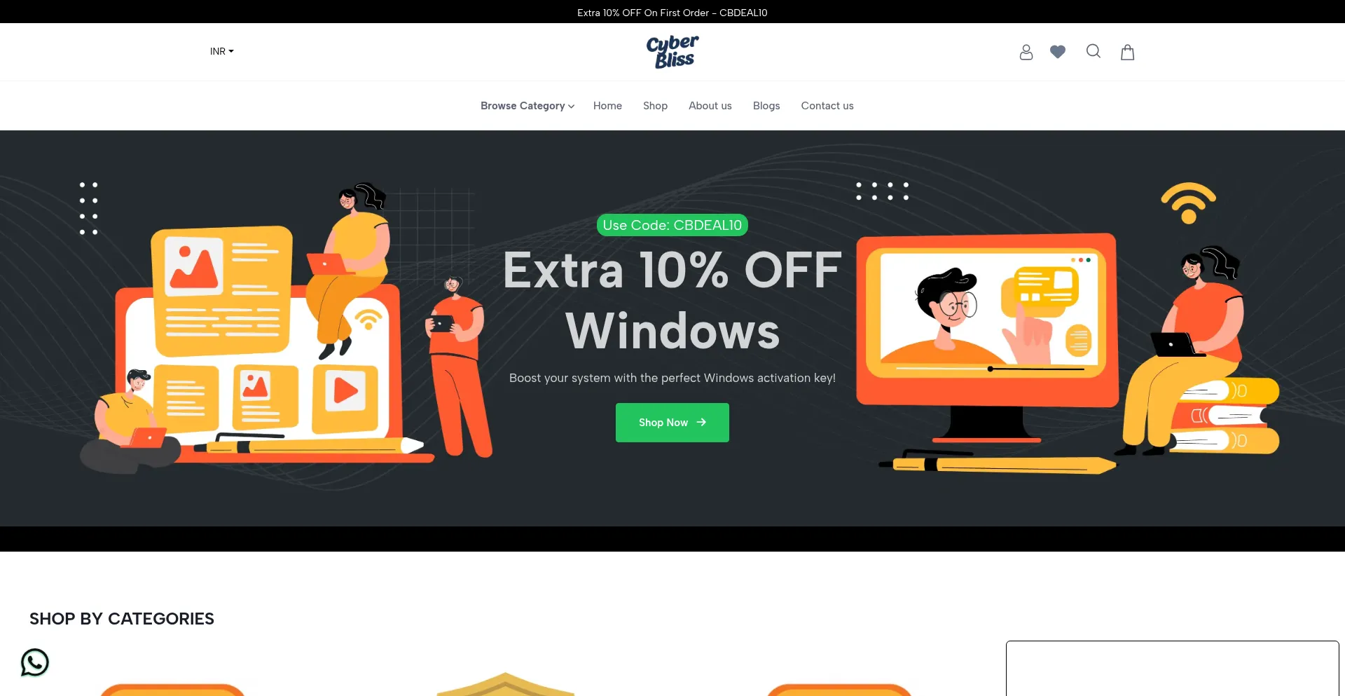 Website screenshot of Cyberbliss.in
