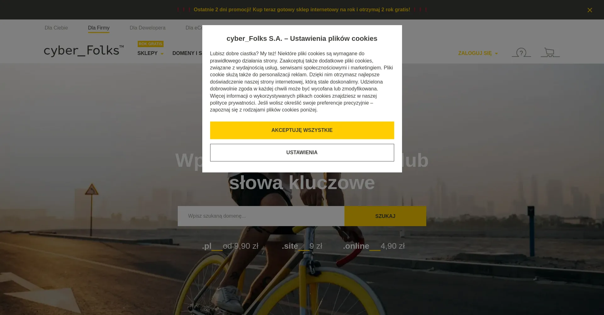 Website screenshot of Cyberfolks.pl