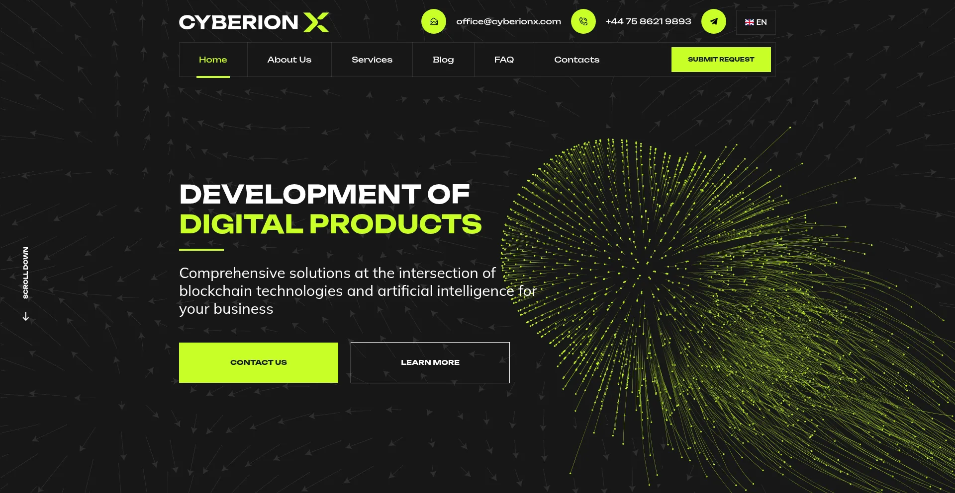 Website screenshot of Cyberionx.com