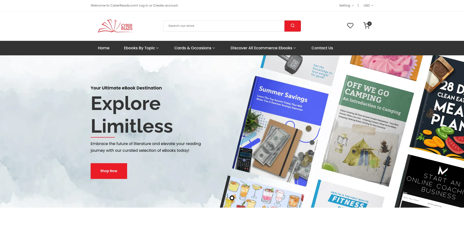 Website screenshot of Cyberreads.com