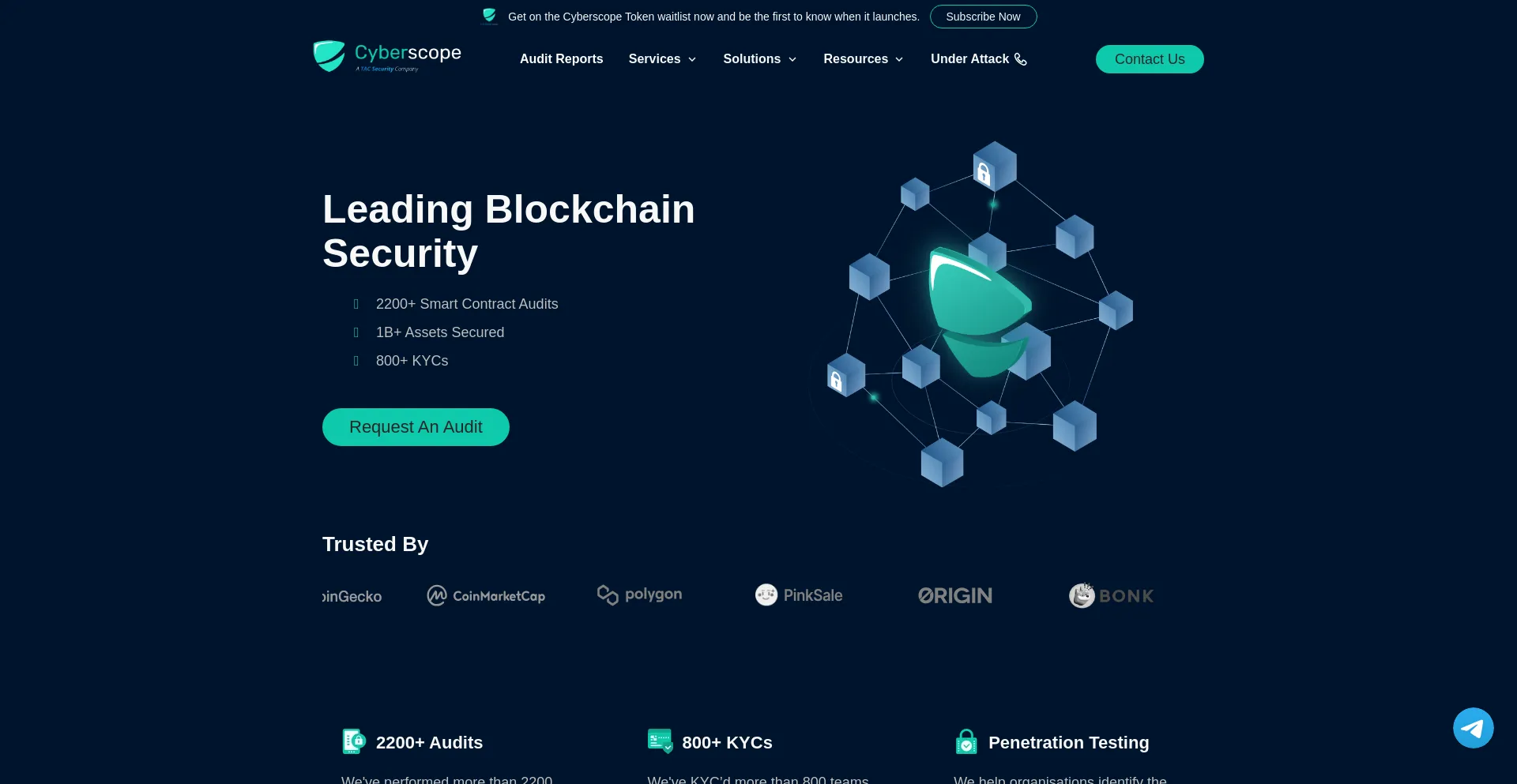 Website screenshot of Cyberscope.io