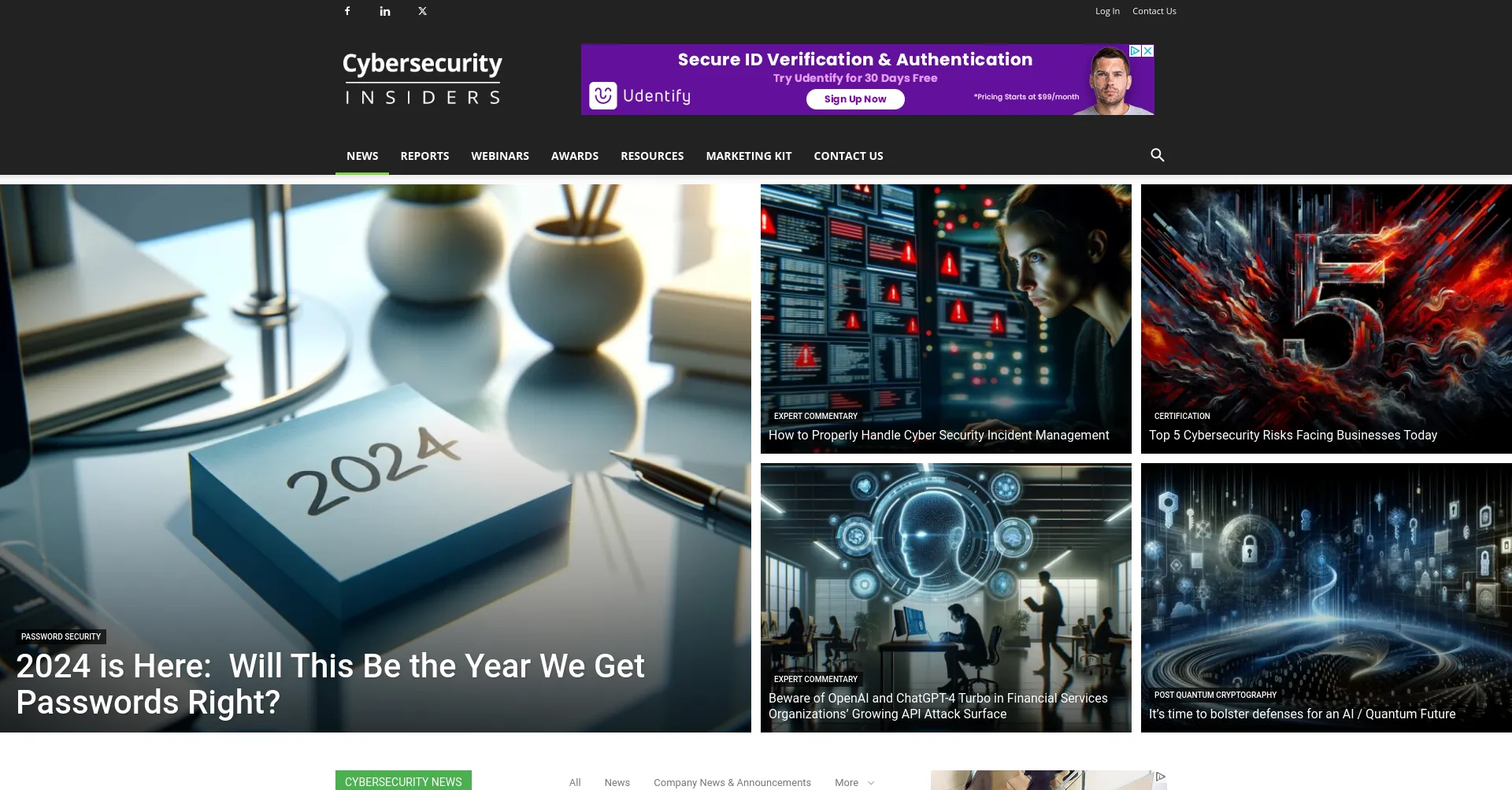 Website screenshot of Cybersecurity-insiders.com