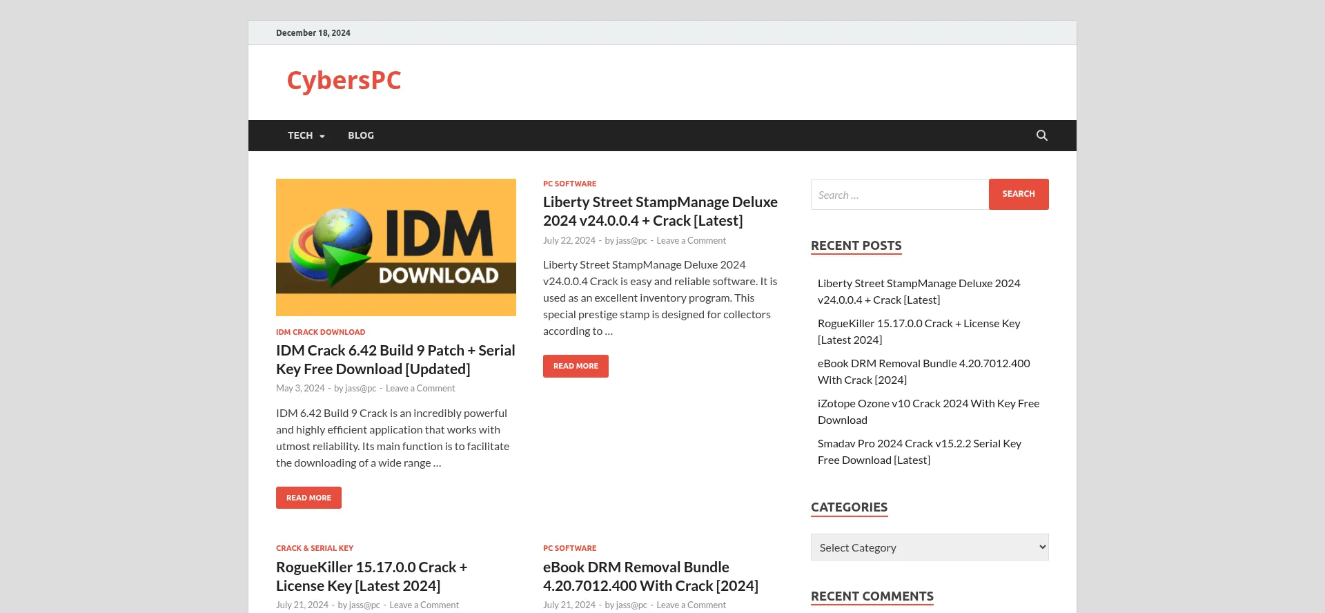 Website screenshot of Cyberspc.com