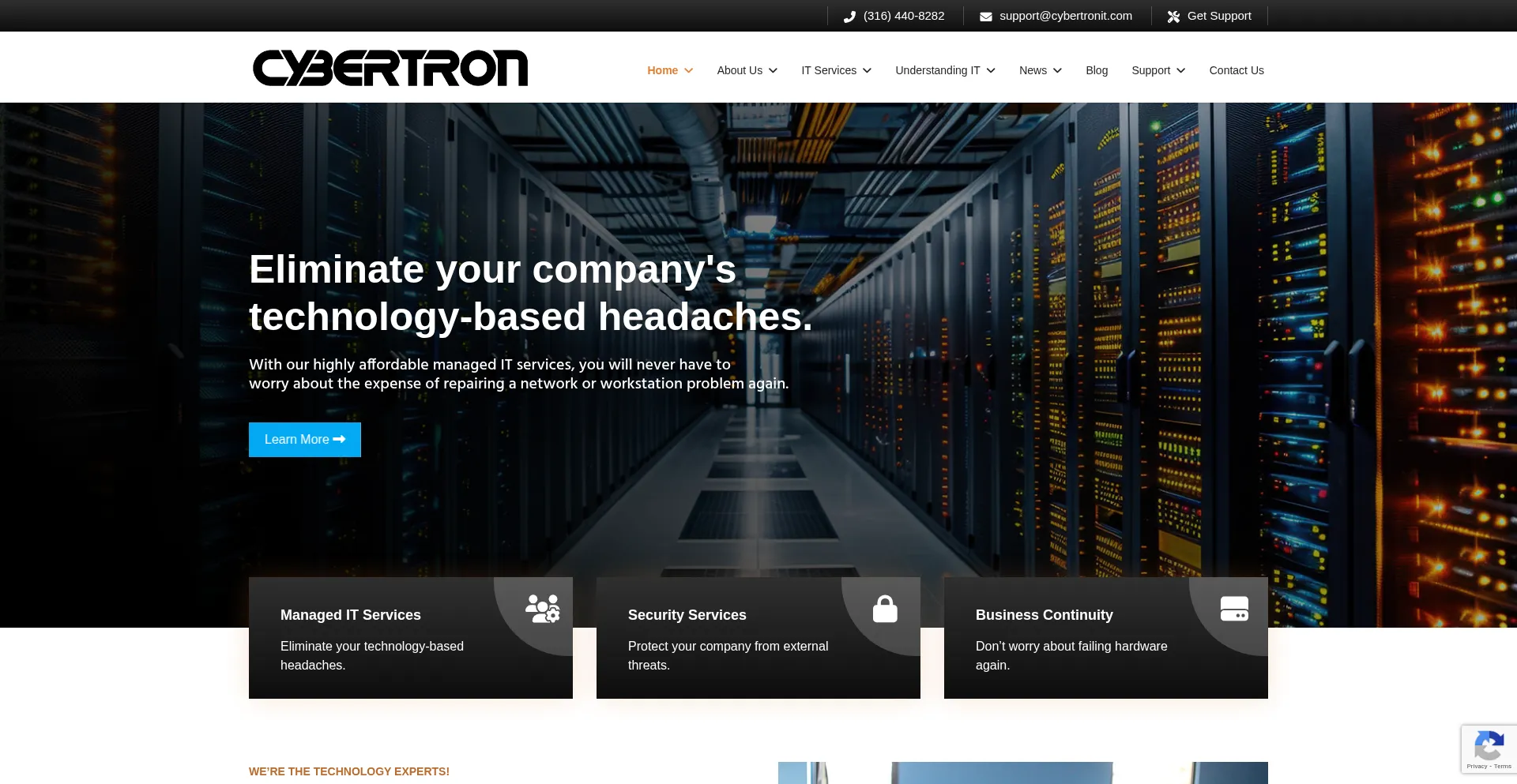 Website screenshot of Cybertronit.com