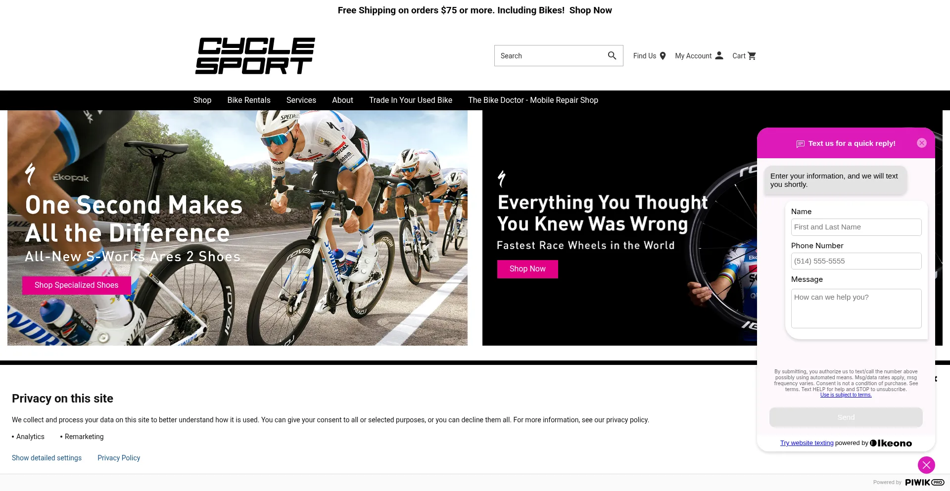 Website screenshot of Cyclesport.com