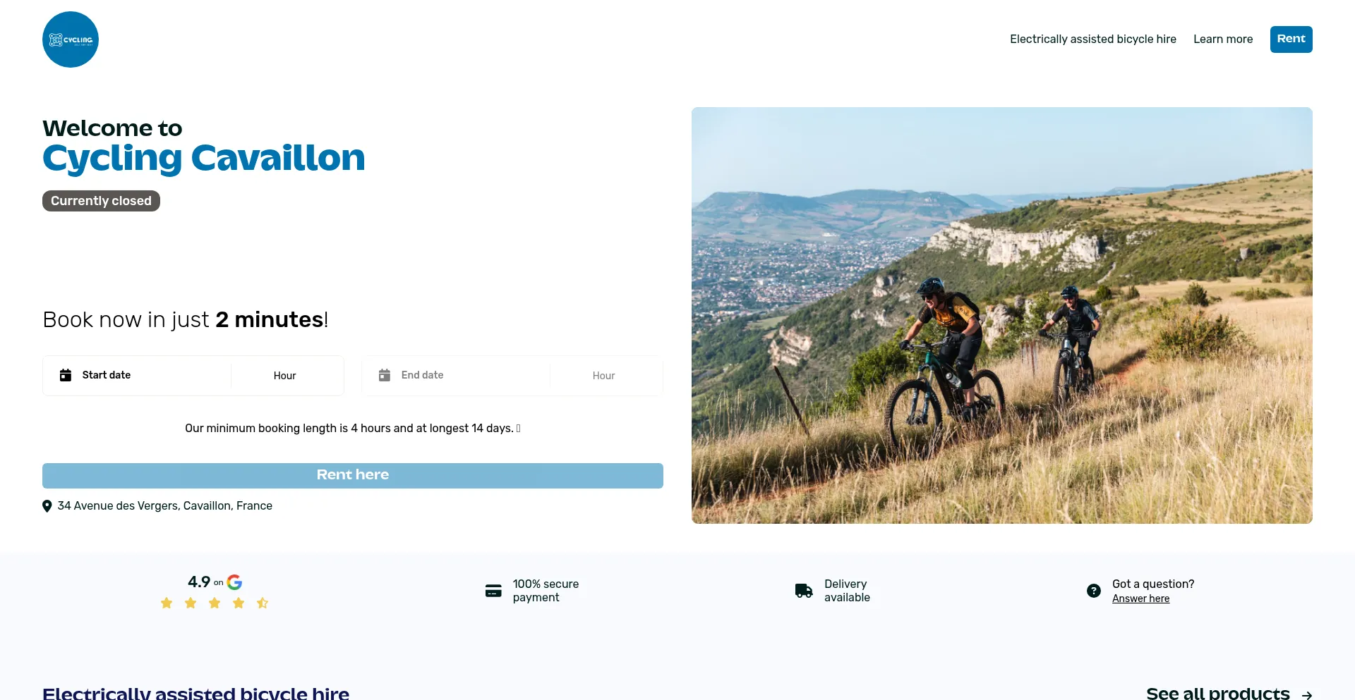 Website screenshot of Cyclingcavaillon.lokki.rent