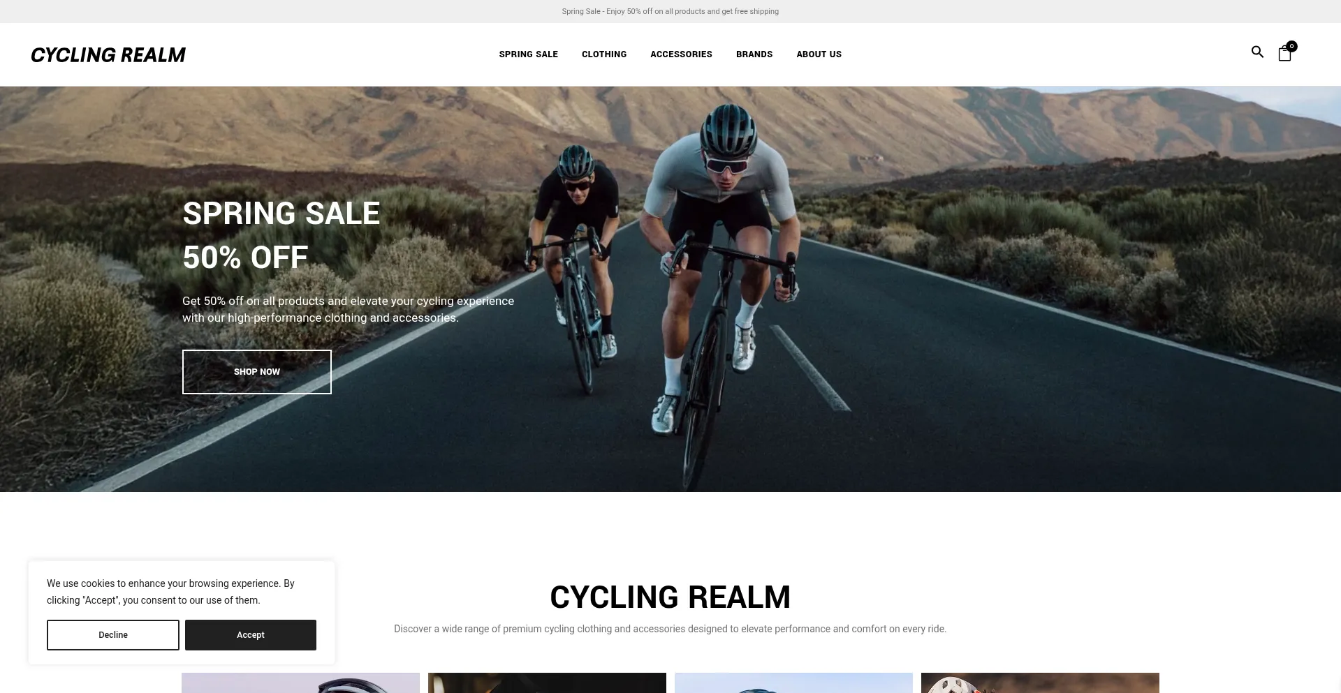 Website screenshot of Cyclingrealm.com