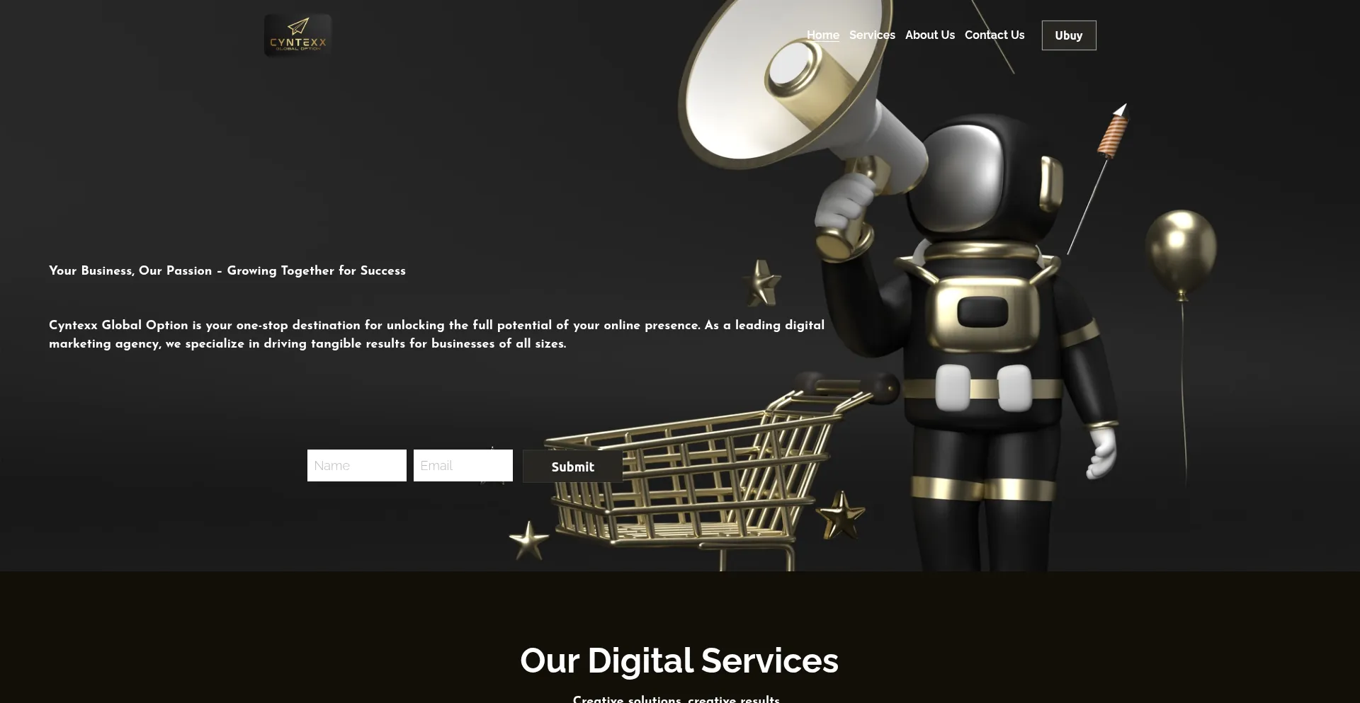 Website screenshot of Cyntexx.com