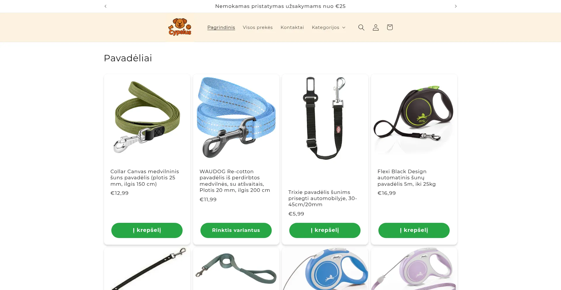 Website screenshot of Cypsius.lt