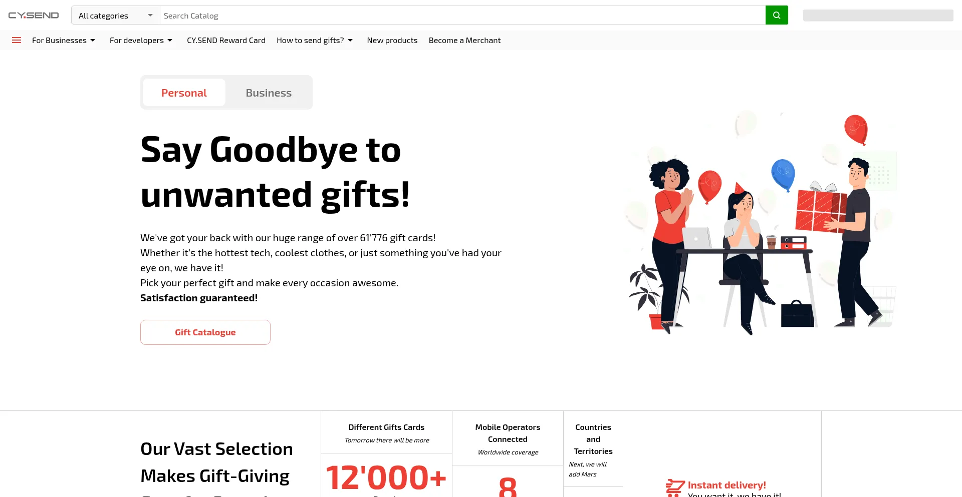 Website screenshot of Cysend.com