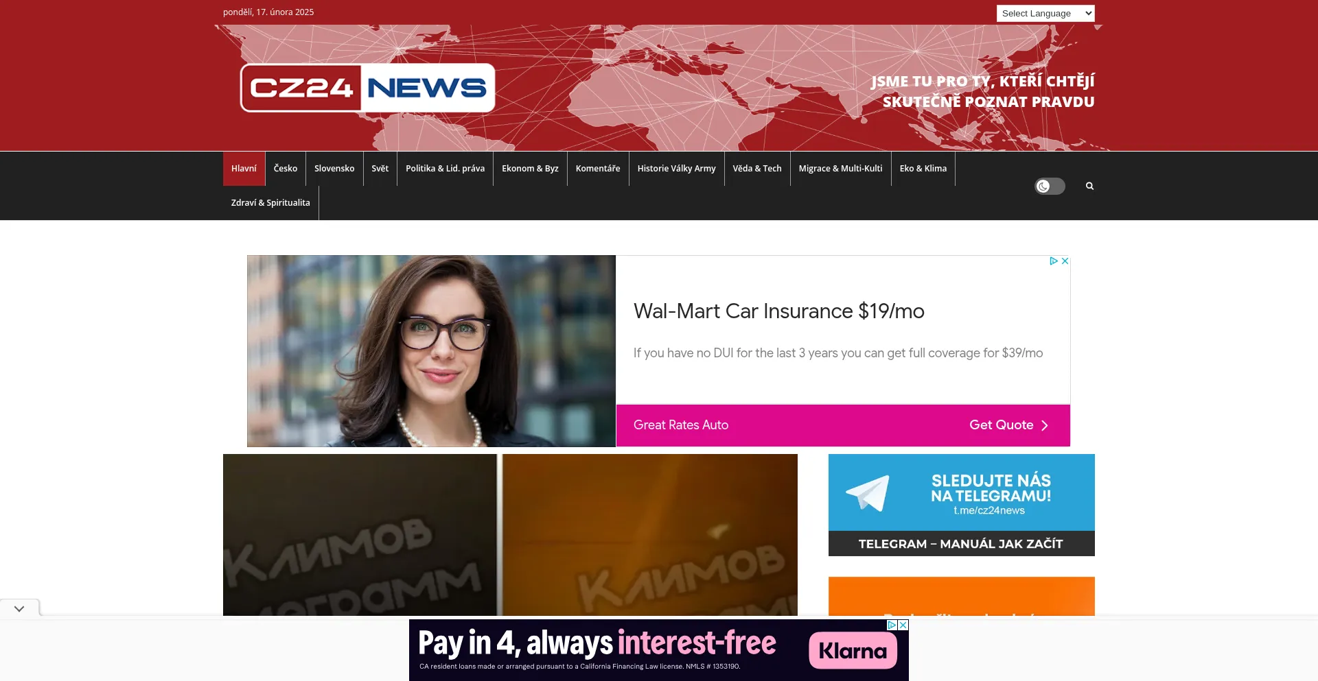 Website screenshot of Cz24.news