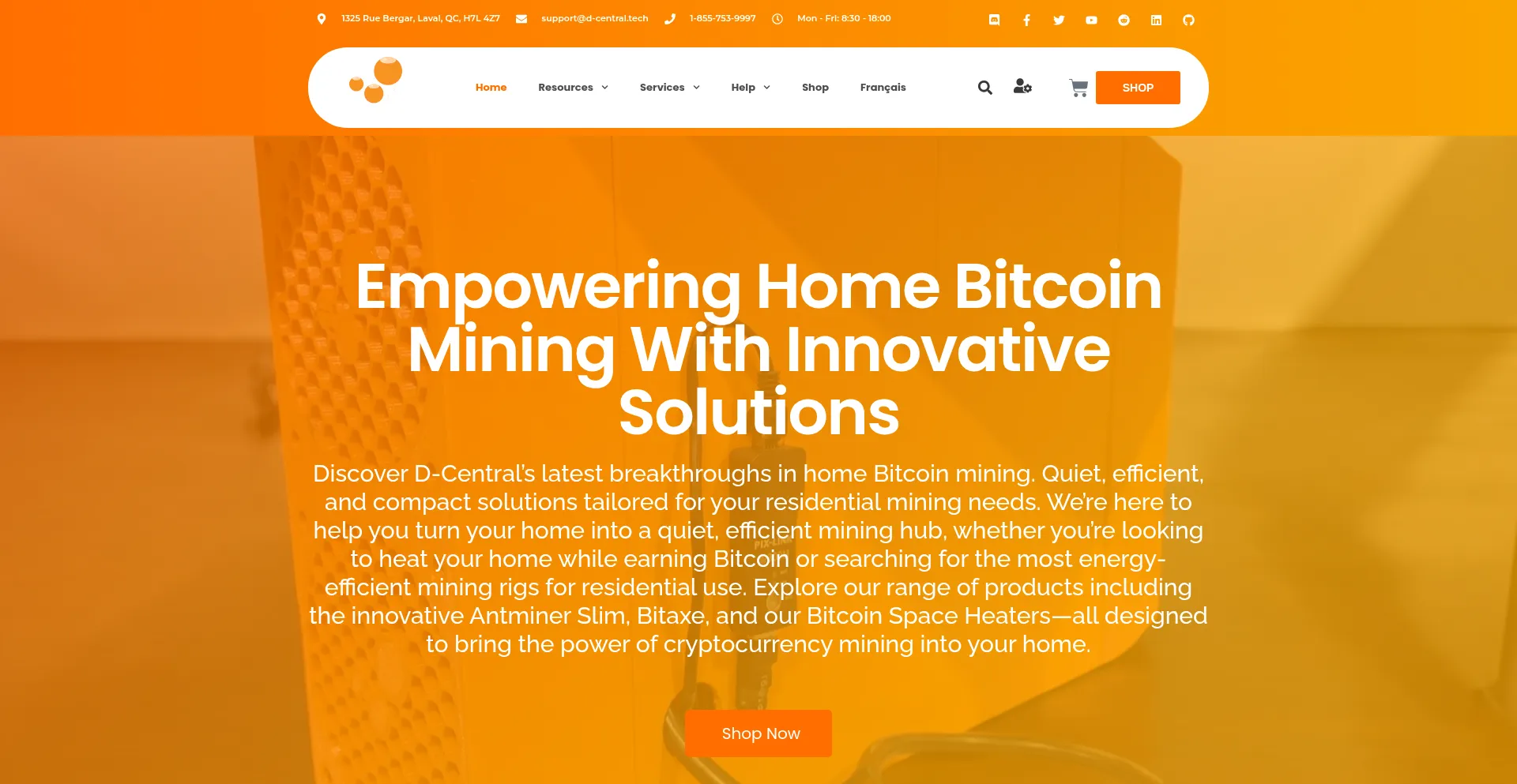 Website screenshot of D-central.tech