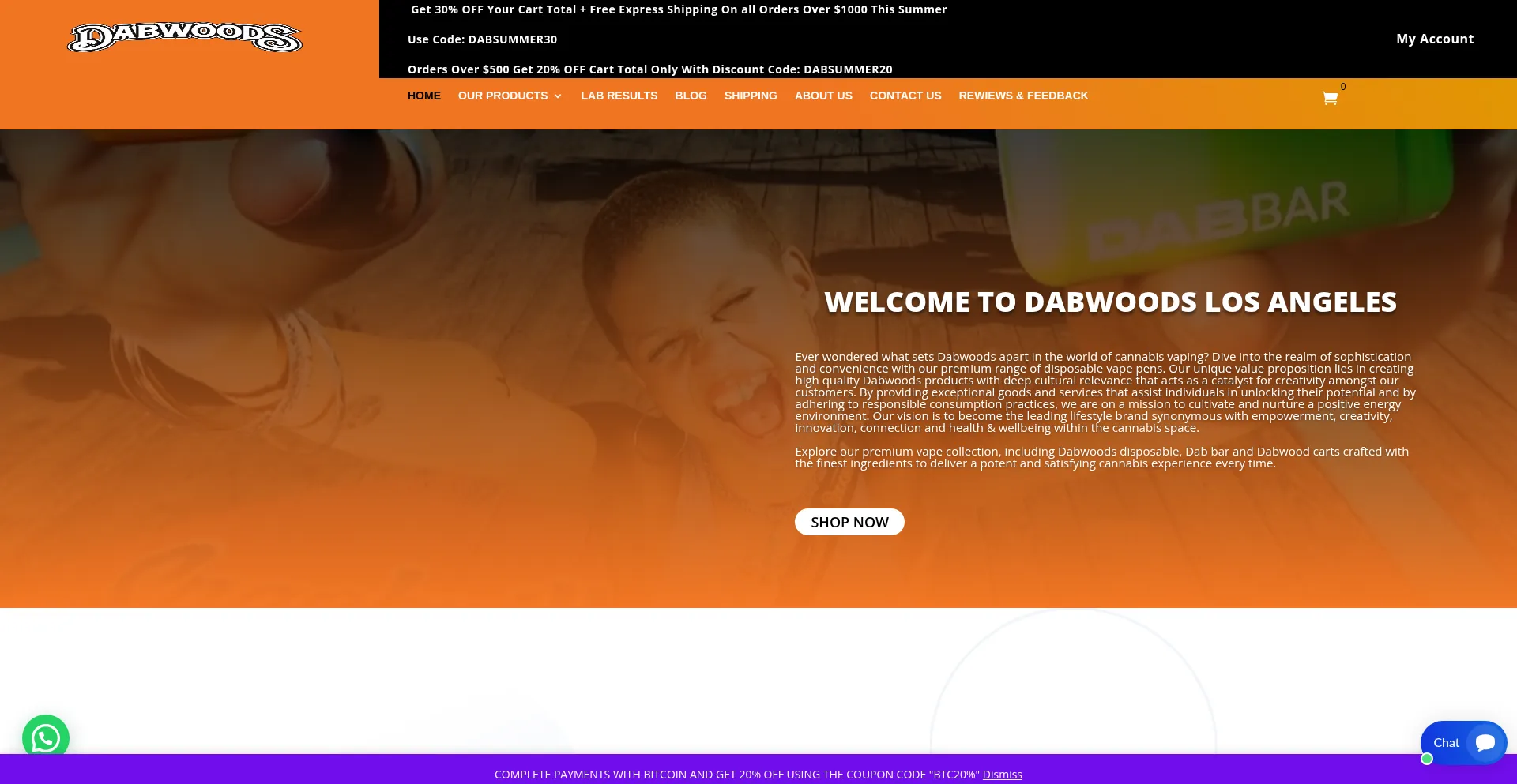 Website screenshot of Dabwoodslaofficial.com