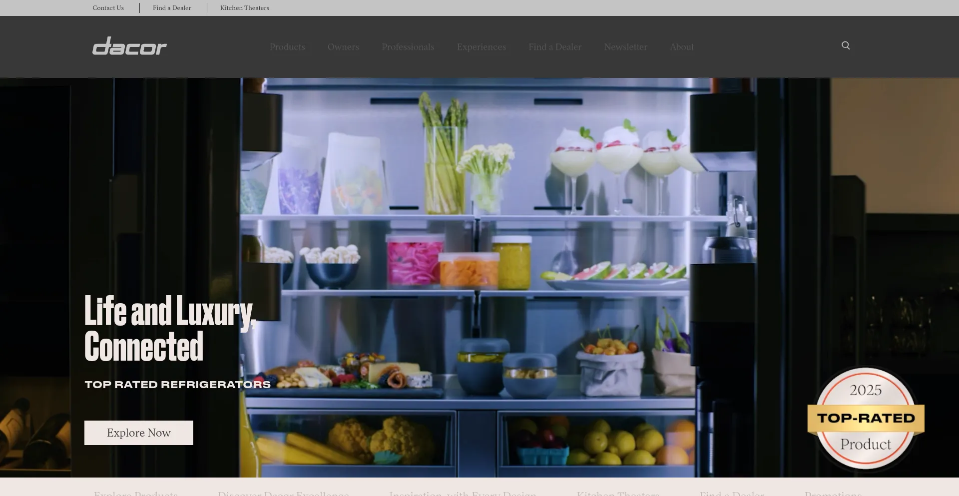 Website screenshot of Dacor.com