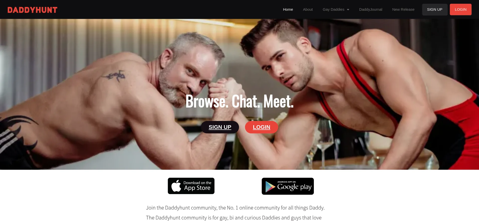 Website screenshot of Daddyhunt.com