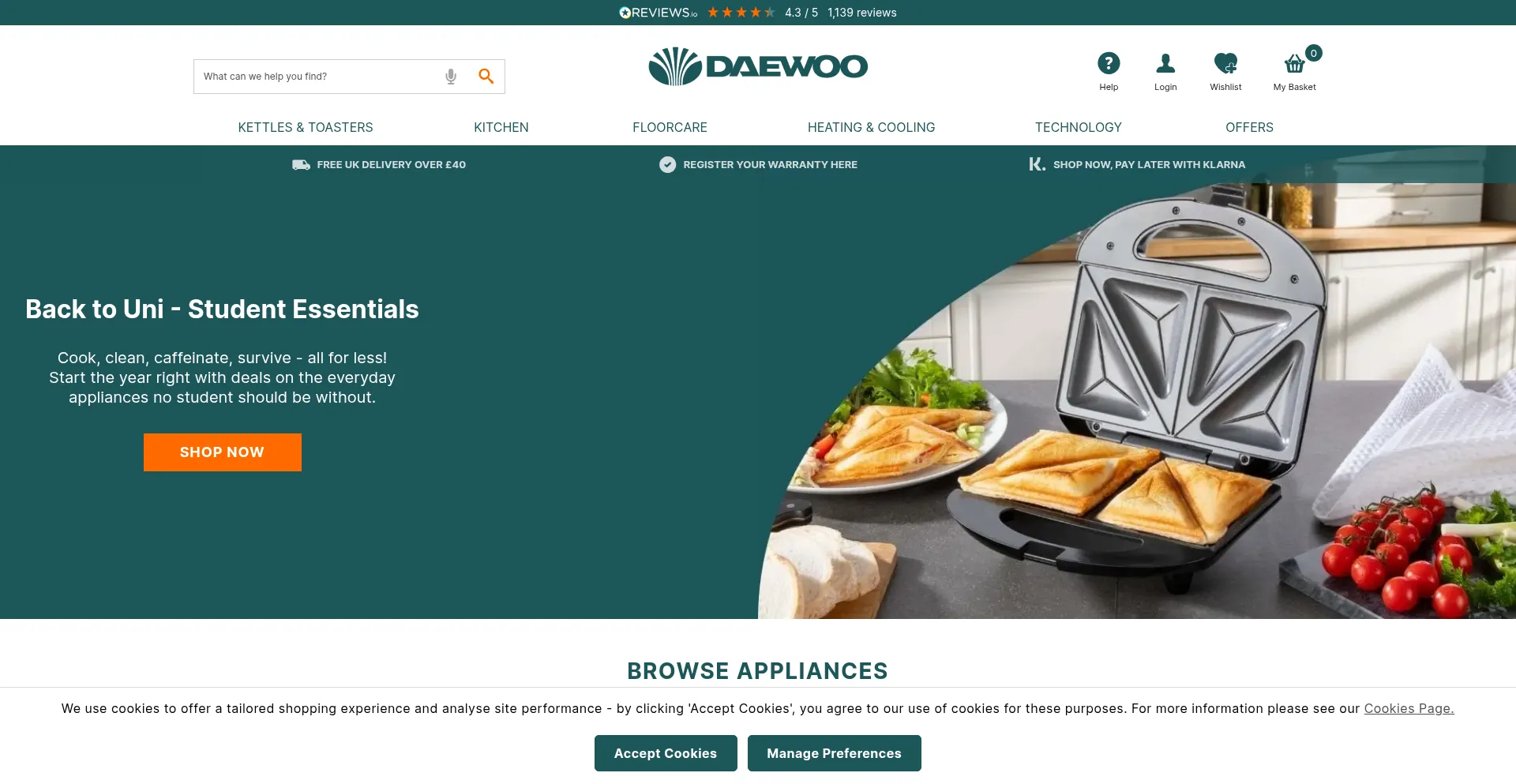 Daewooelectricals.com Screenshot