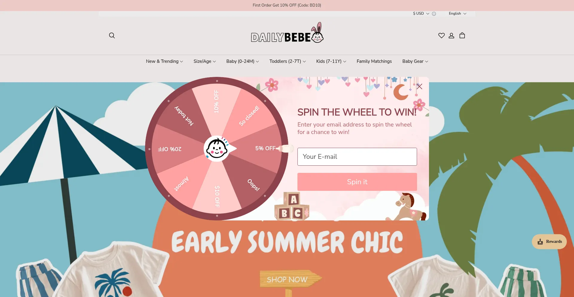 Website screenshot of Dailybebe.com