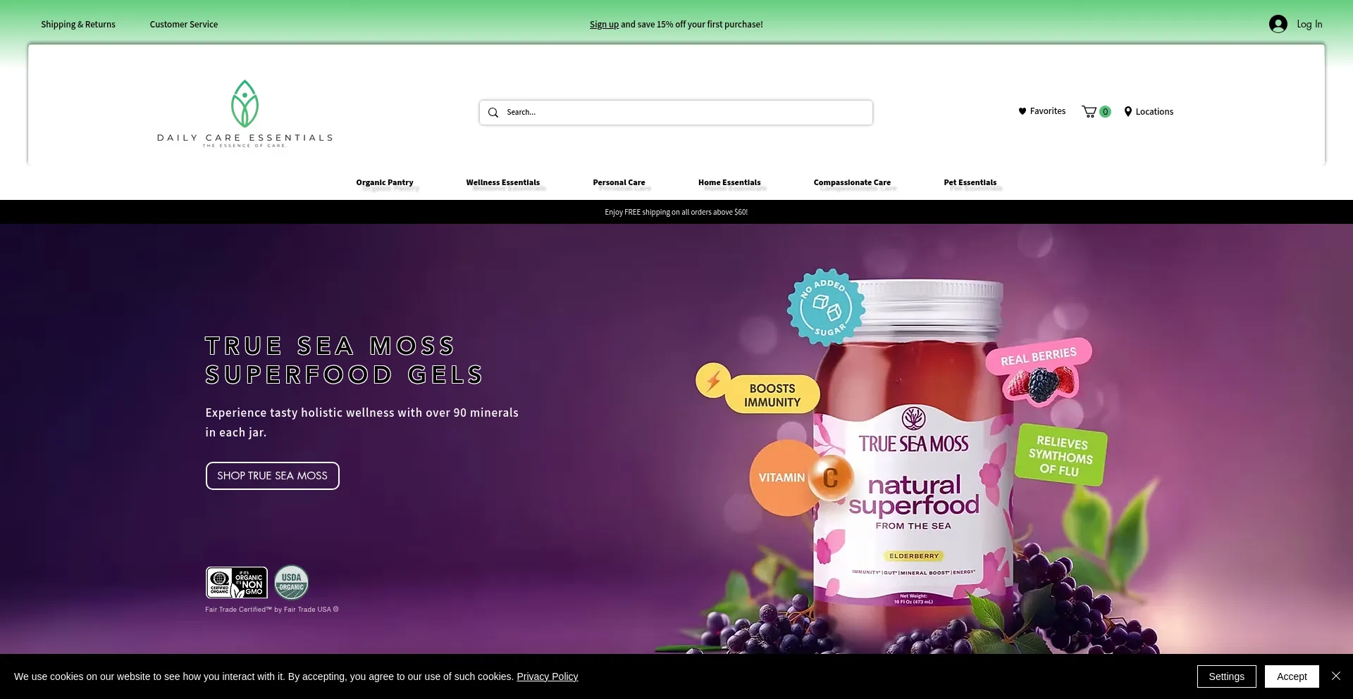 Website screenshot of Dailycareessentials.com