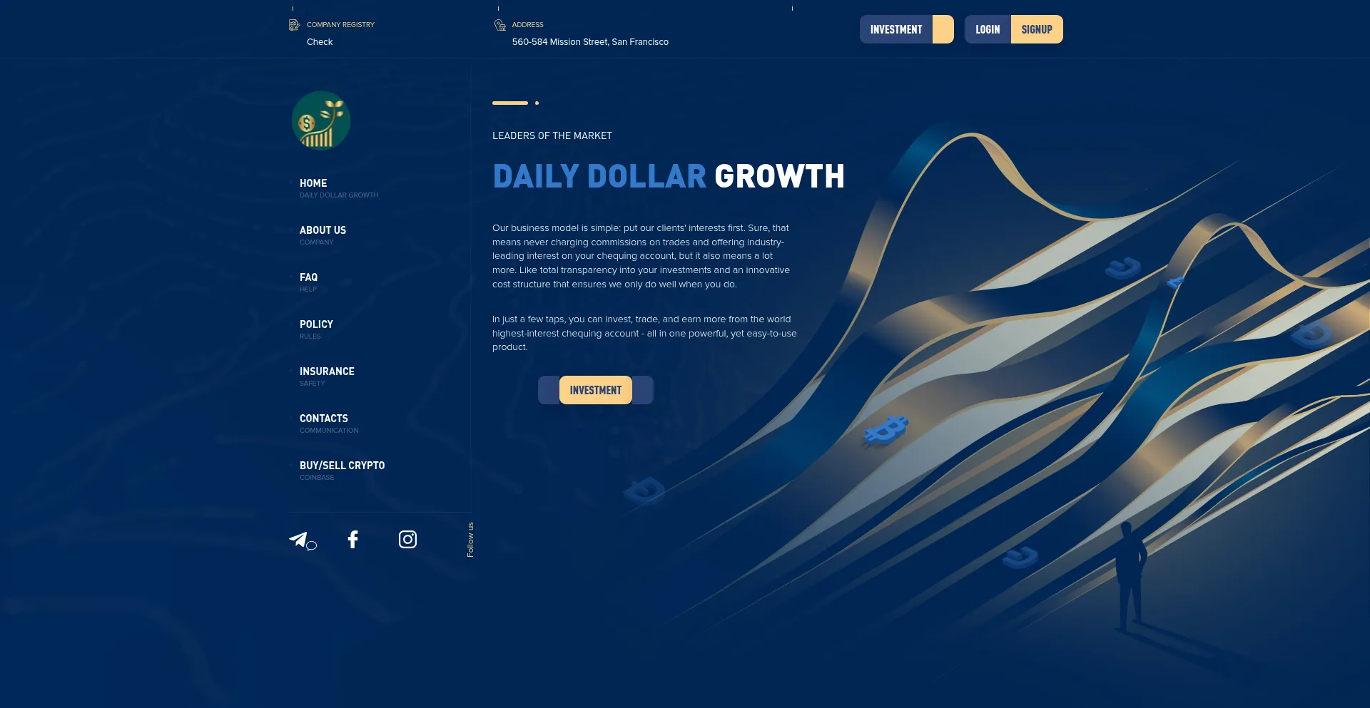 Website screenshot of Dailydollarsgrowth.com