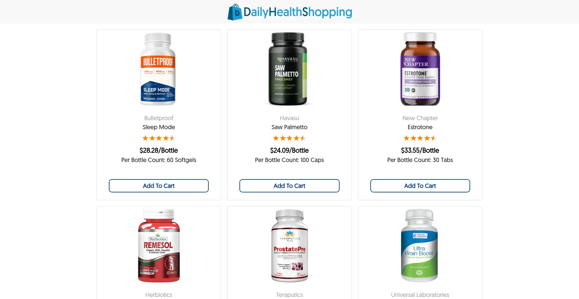 Website screenshot of Dailyhealthshopping.com
